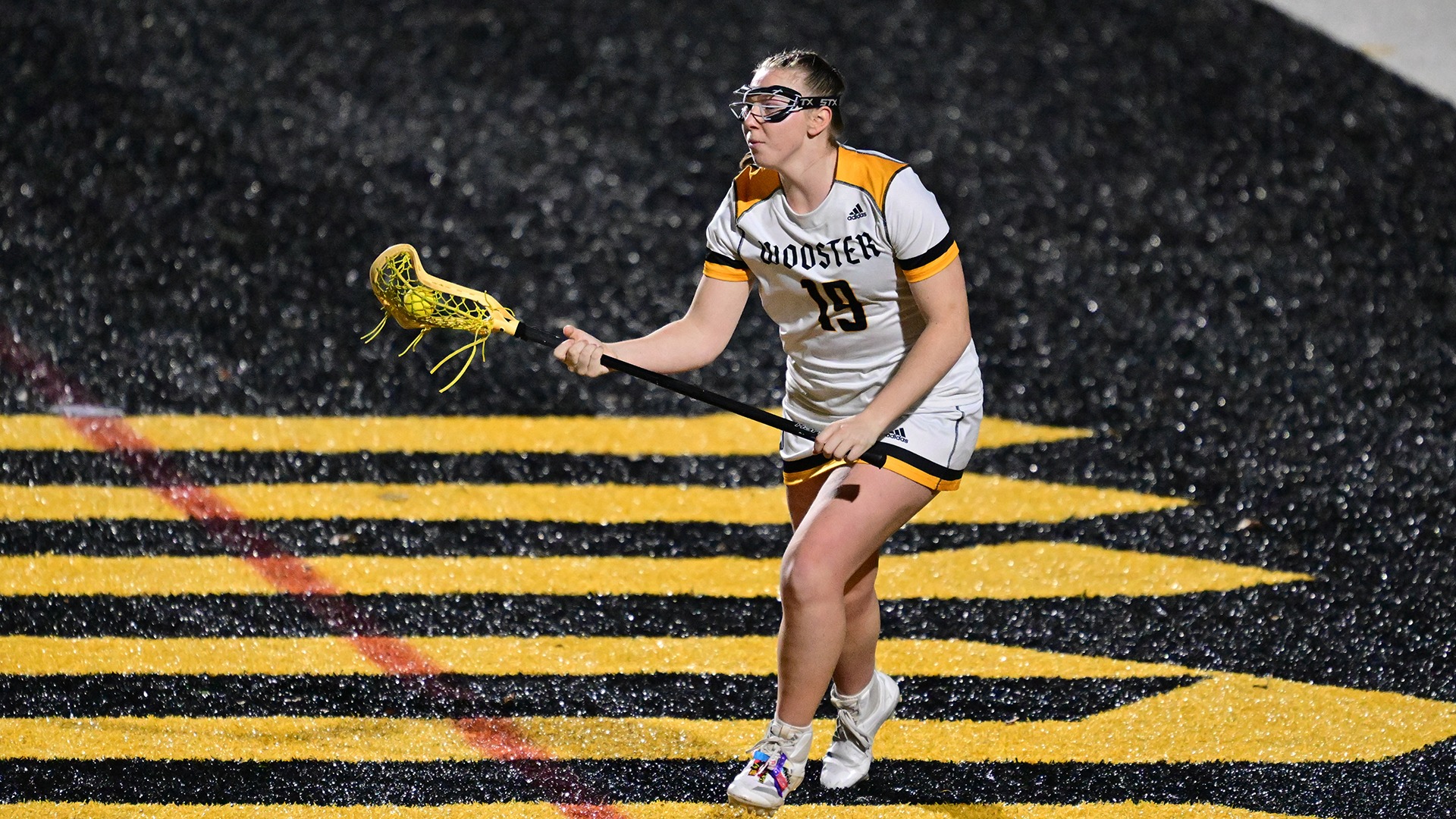 Brynne Snaguski looks to make a pass to a teammate in the 2026 Baldwin Wallace game