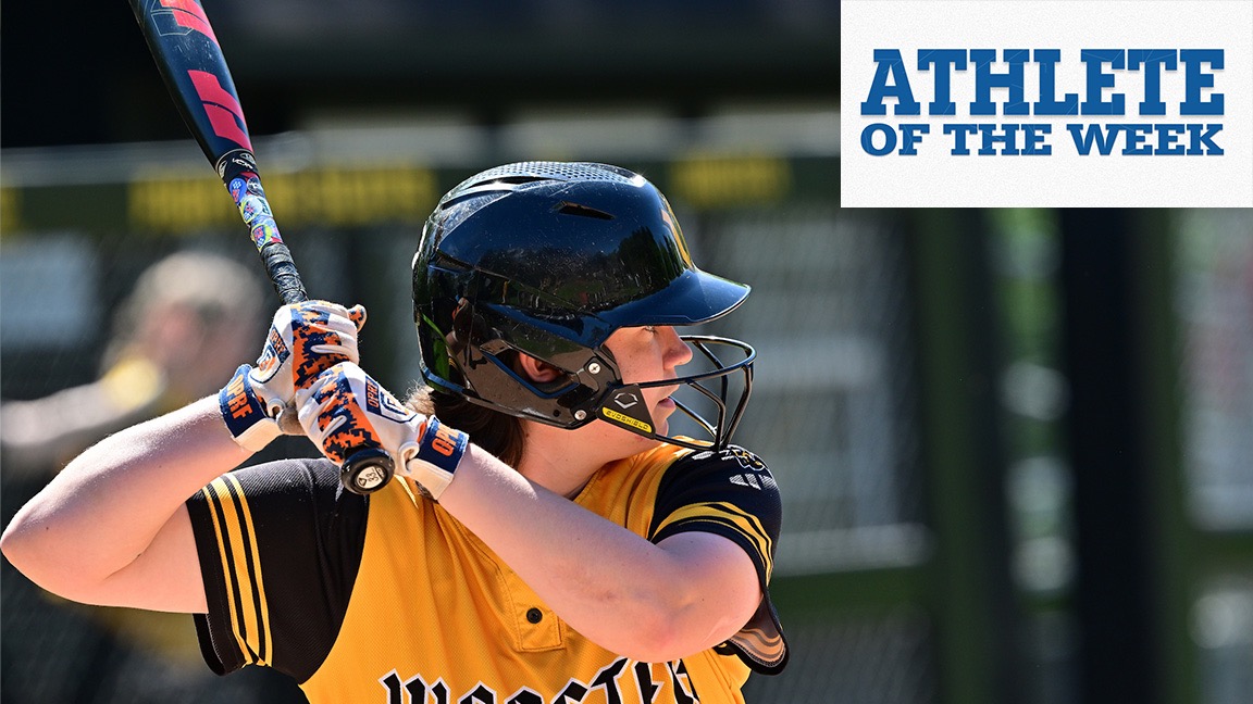 Cate Barkdoll, in a batting stance, was named NCAC Athlete of the Week