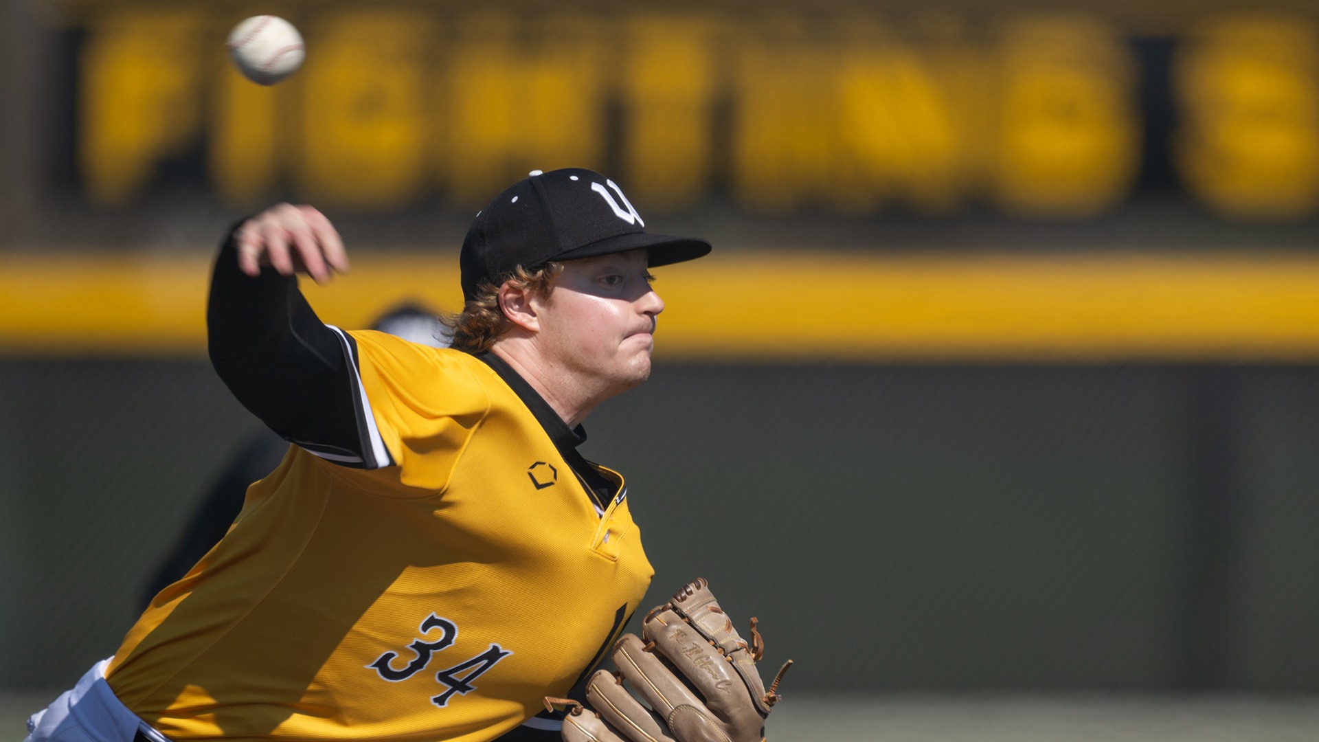 Devin Anthony fires a pitch during a 2026 game against Oberlin