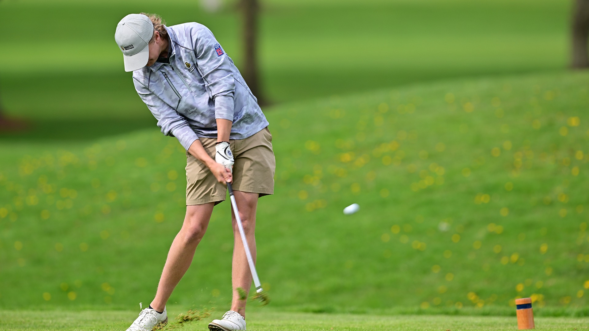 Andrew Carey hits an iron during the 2025 Nye Intercollegiate