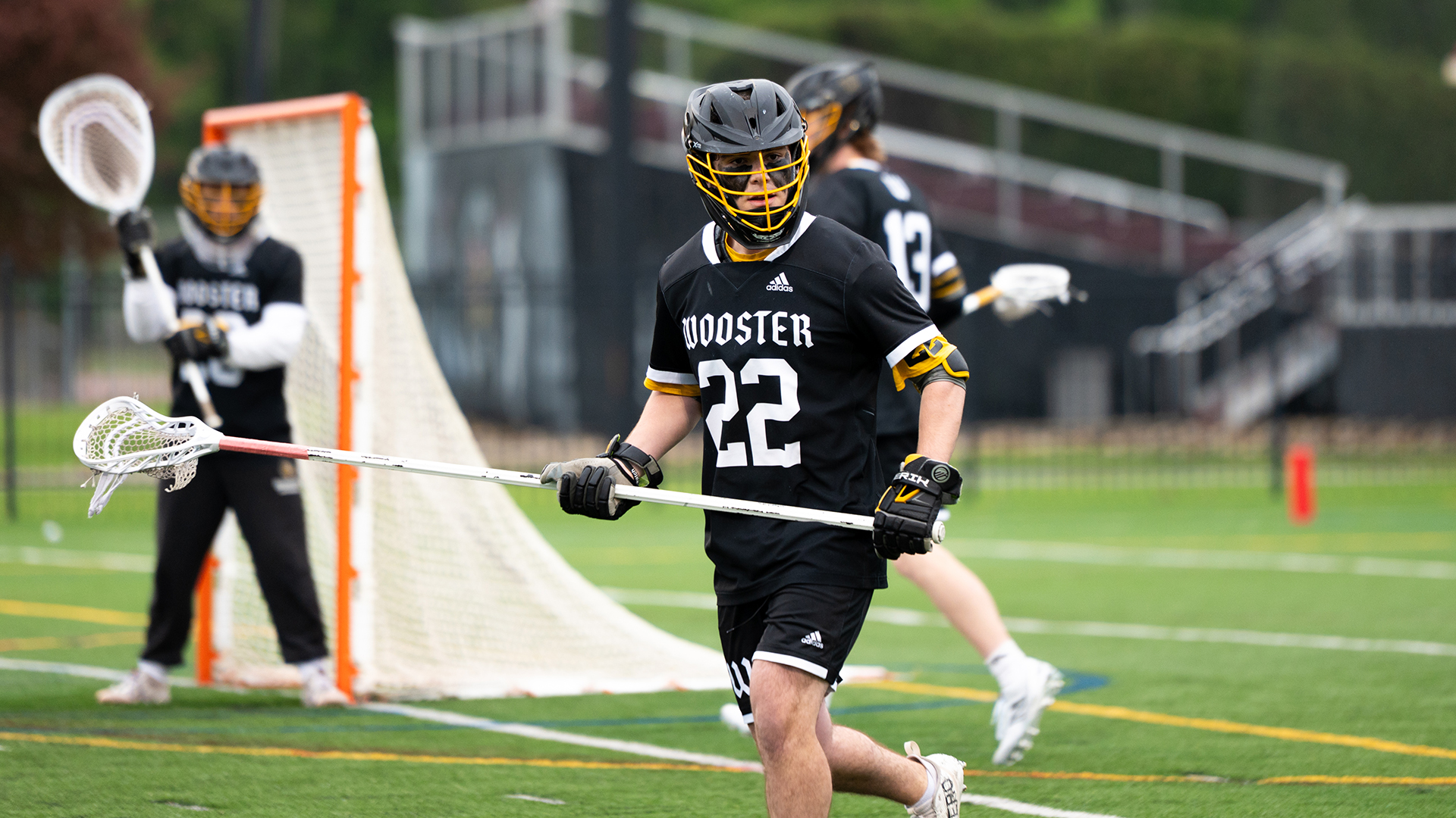Domenic Cuda watches an Oberlin player in a 2026 game