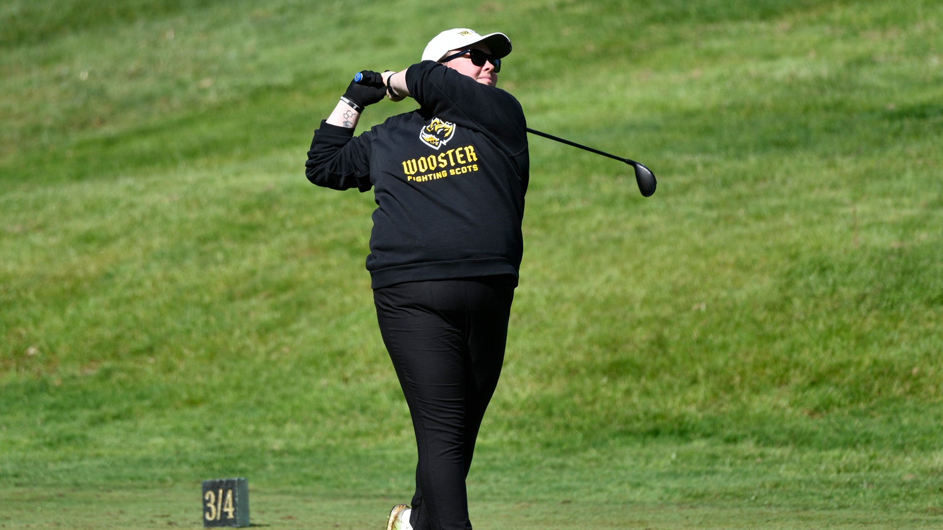 action photo of Abby Haywood's follow through of a shot at the 2026 NCAC Championships
