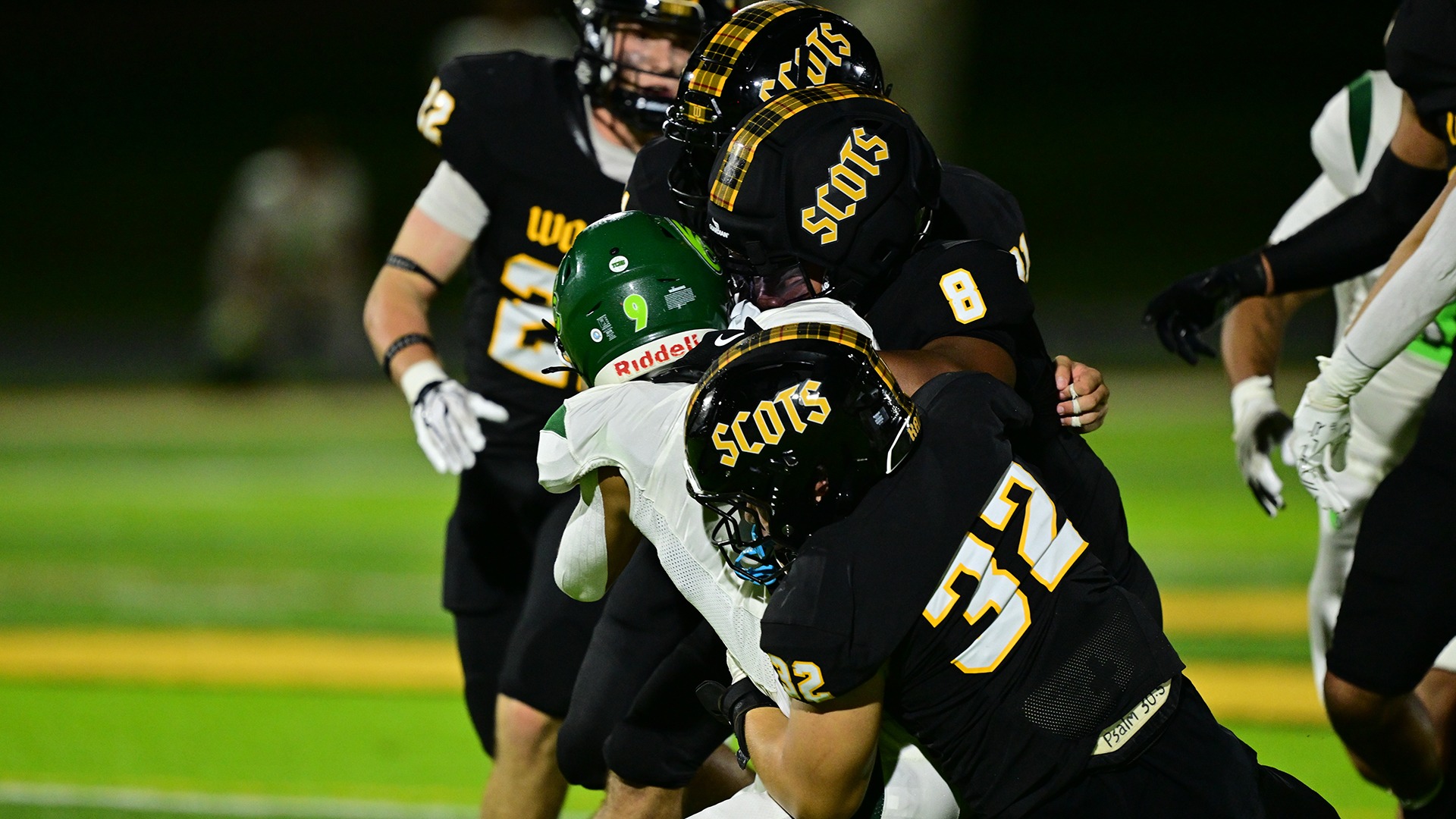 action photo of Anthony Nespeca making a tackle in a 2026 game against Wilmington