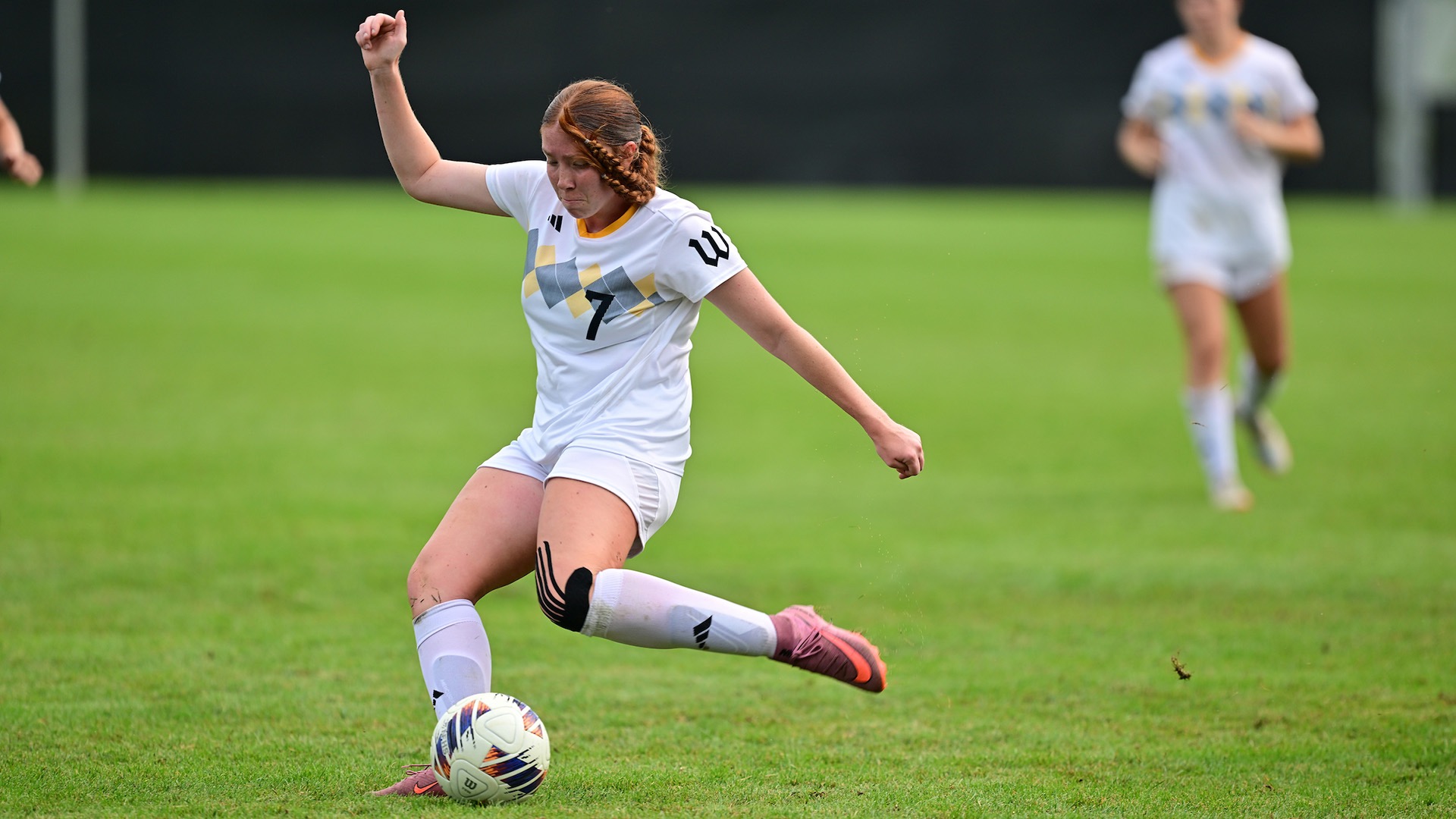 Zoey Martin prepares to strike a ball with her left foot