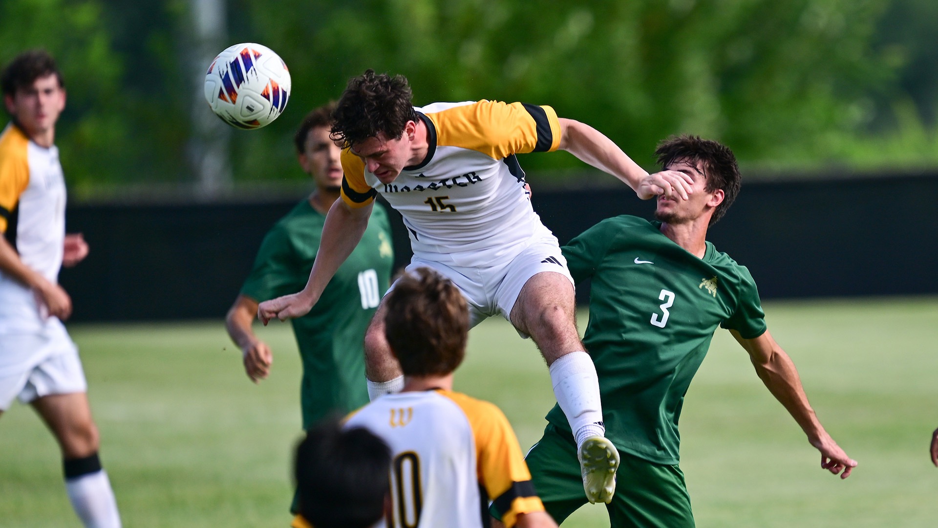 Connor Piero connects with a header 