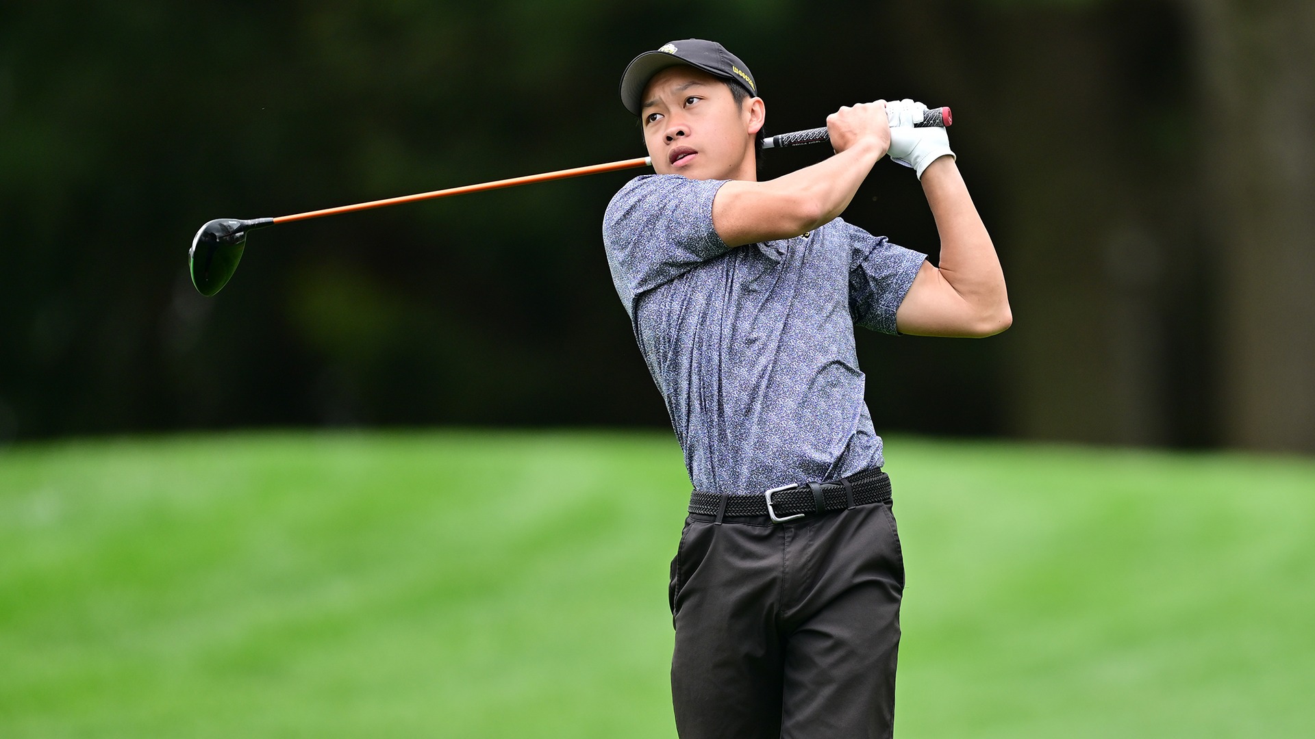 action photo of Rafa Tanjung watching a drive with club in follow through position during the 2026 Nye Intercollegiate