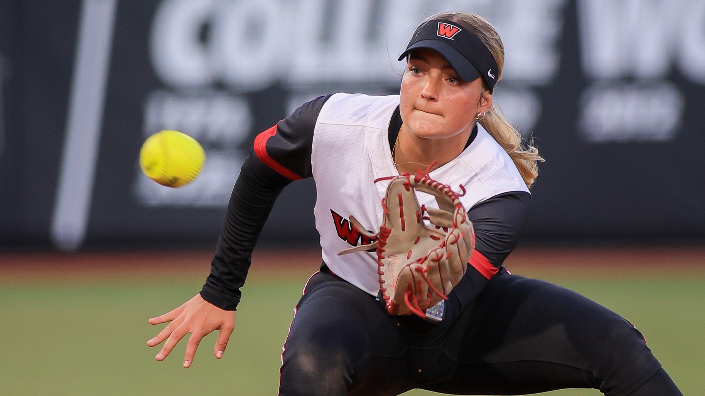 Lauren Mauer catches a ball at shortstop