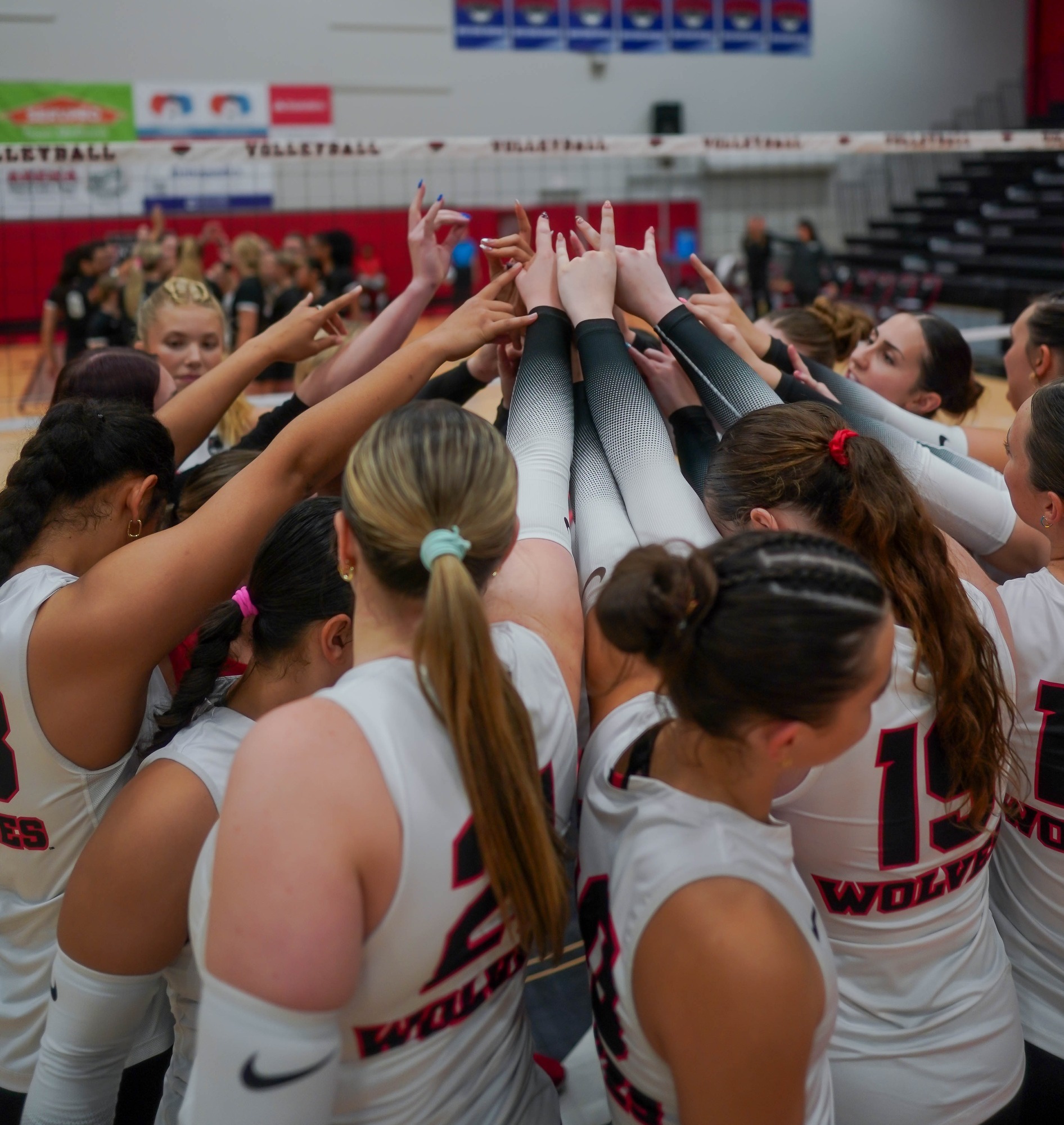 Wolves volleyball team breaks the huddle