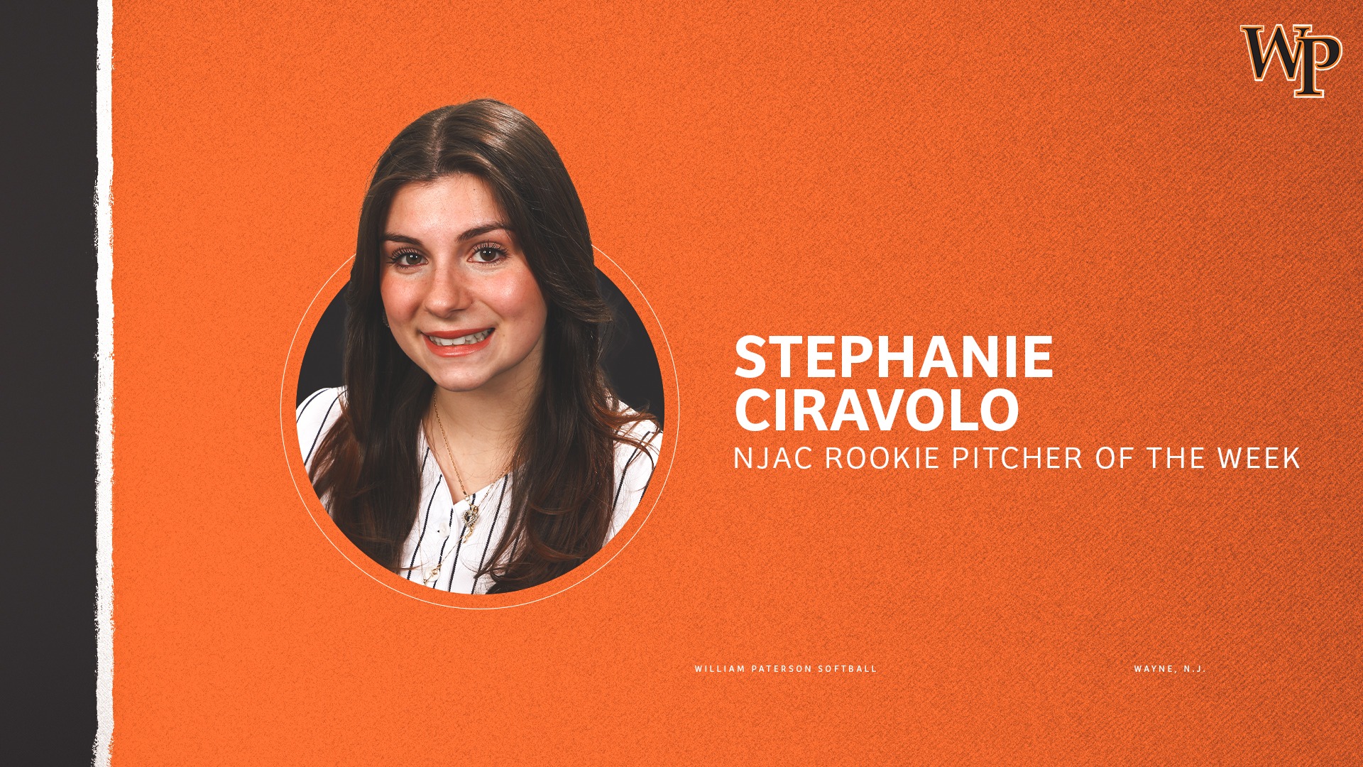 Stephanie Ciravolo NJAC Rookie Pitcher of the Week