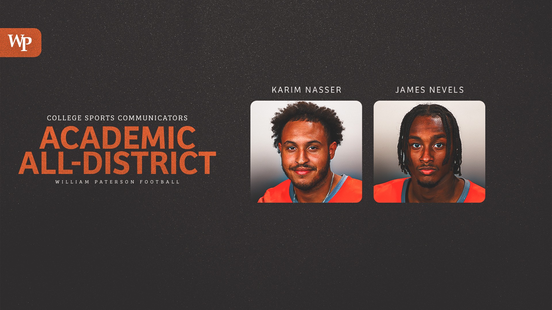 Karim Nasser and James Nevels 2025 CSC Academic All-District Football