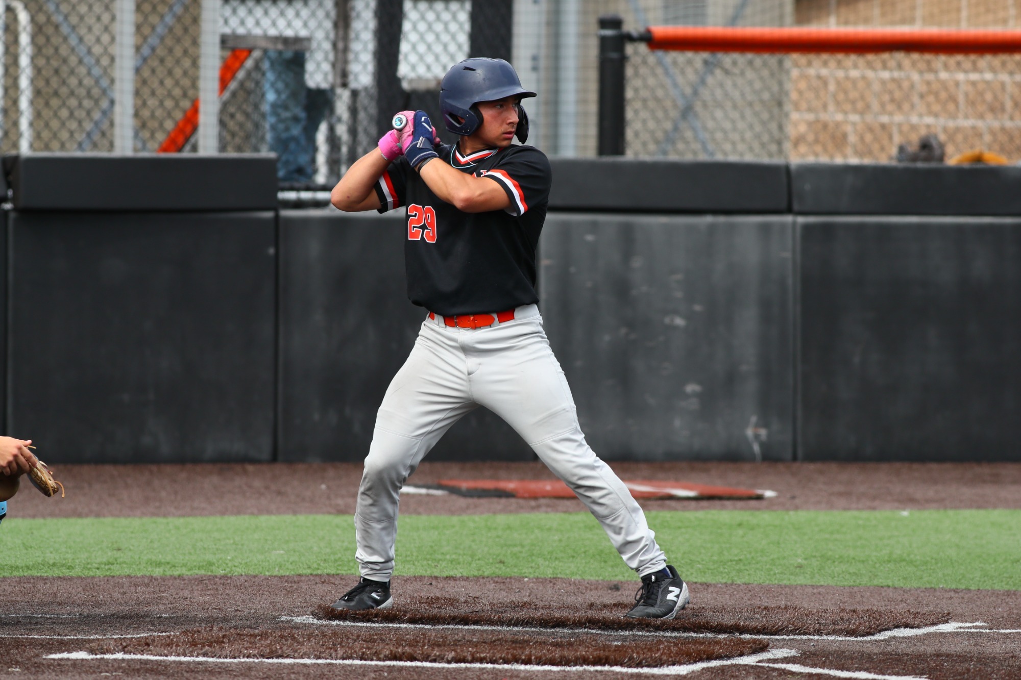 Sophomore Alex Gomez stands in the batter's box awaiting a pitch