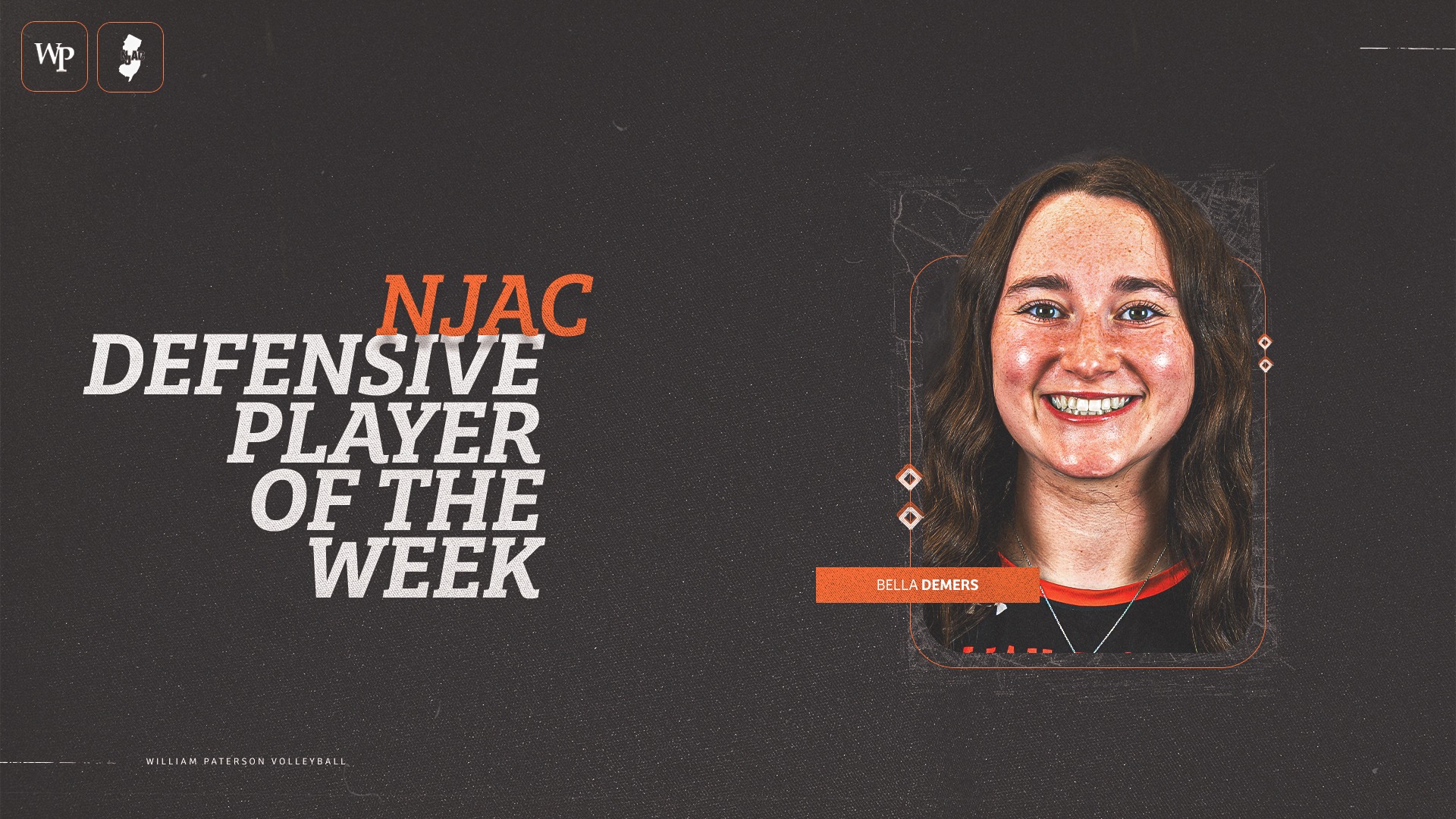 Bella Demers NJAC Defensive Player of the Week Web Graphic