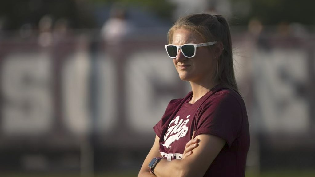 Ashley Herndon surveys the field at Montana