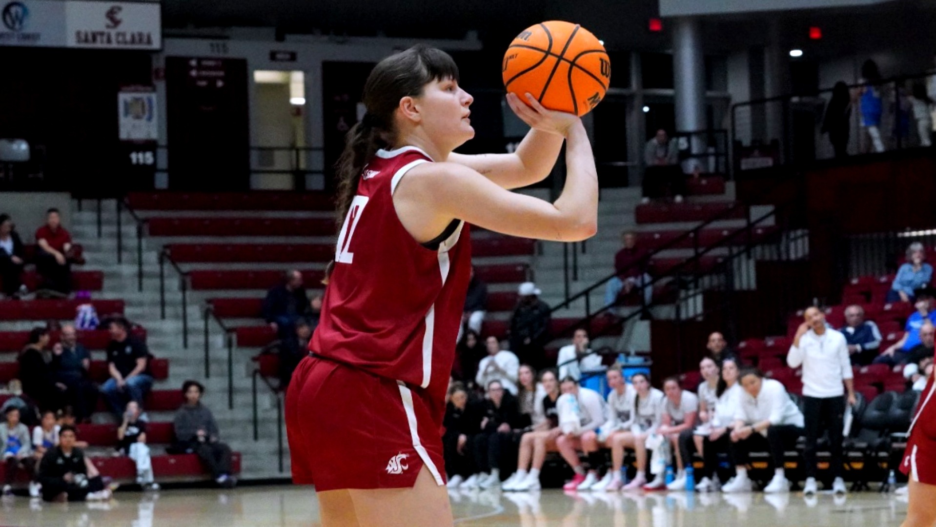 26_1_29 WSU WBB Marta Alsina attempts a 3-point shot at Santa Clara