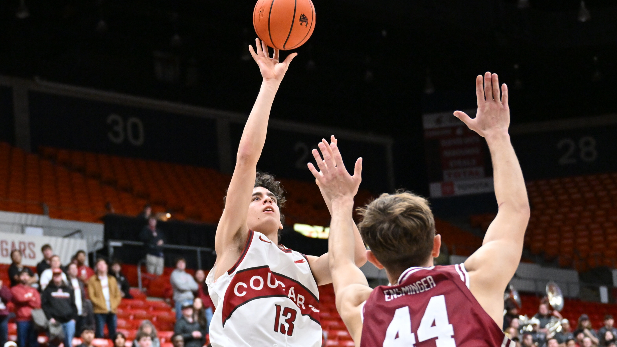Adria Rodriguez floats a shot over a Santa Clara defender, Feb. 7, 2026