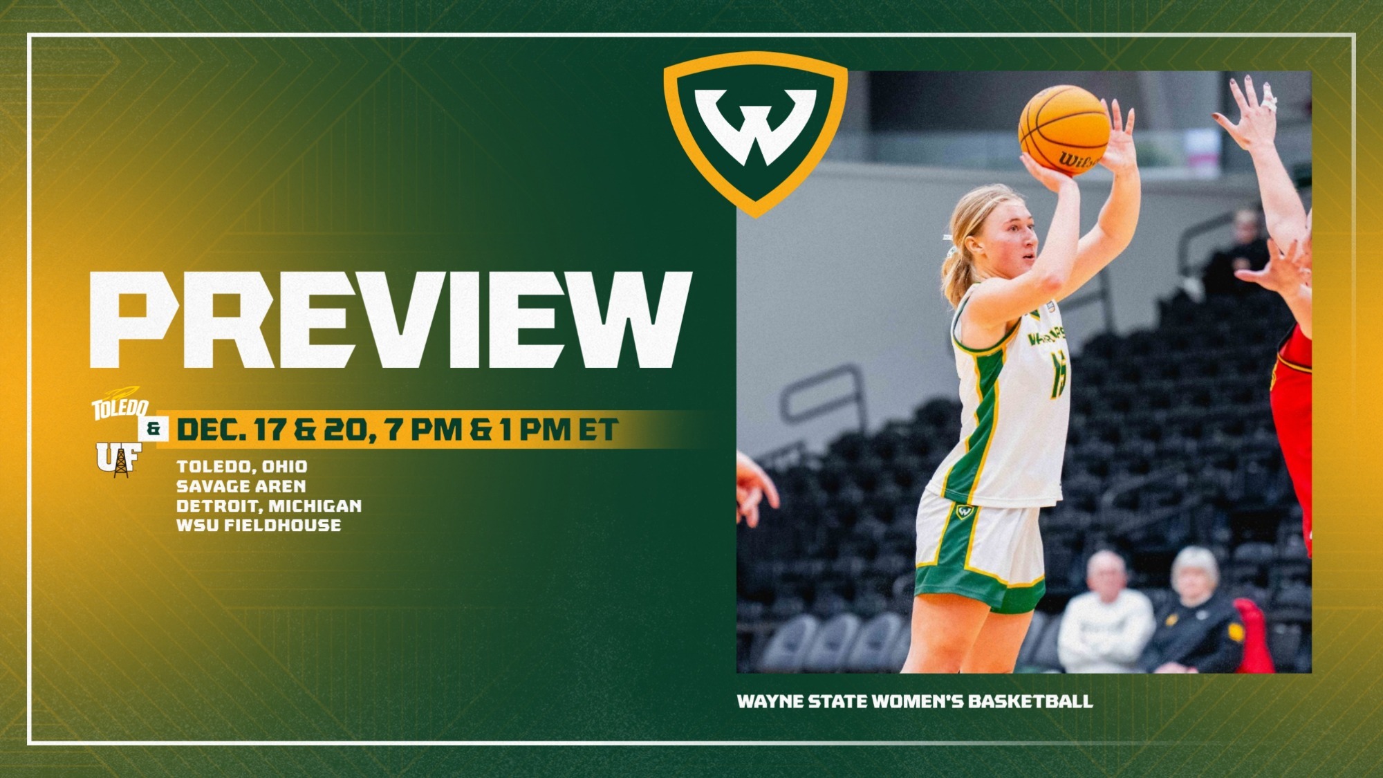 WBB vs. Toledo and Findlay Preview Graphic