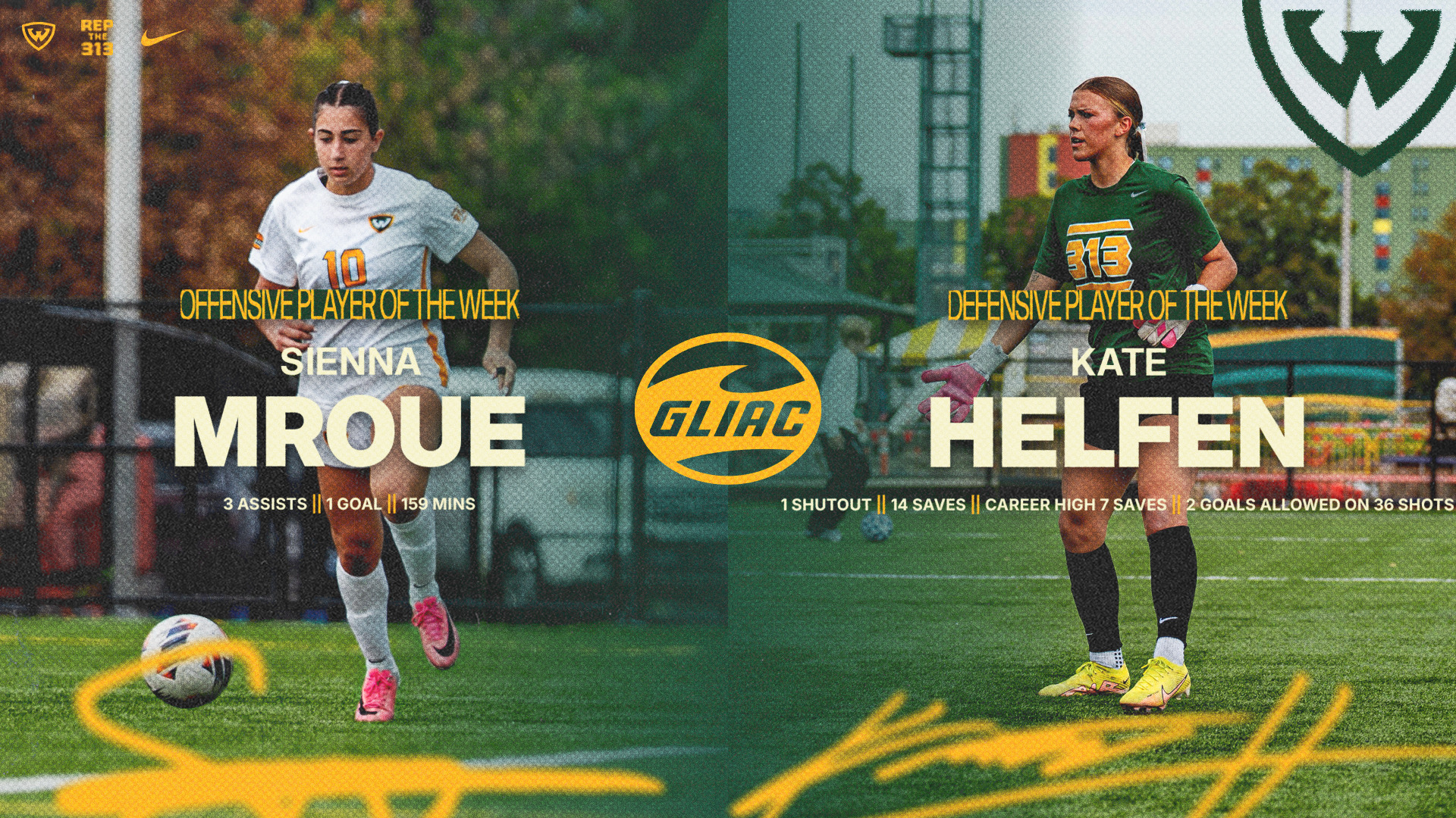 Mroue and Helfen GLIAC POTW honors (10.26)