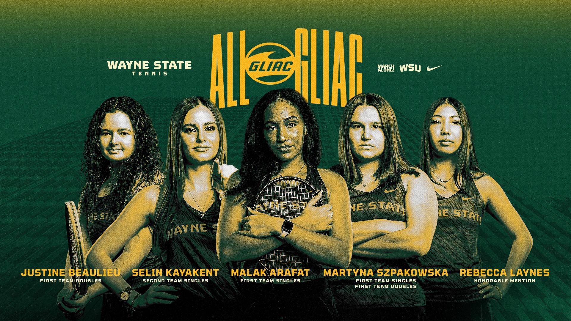 2026 Women's Tennis All-GLIAC Graphic