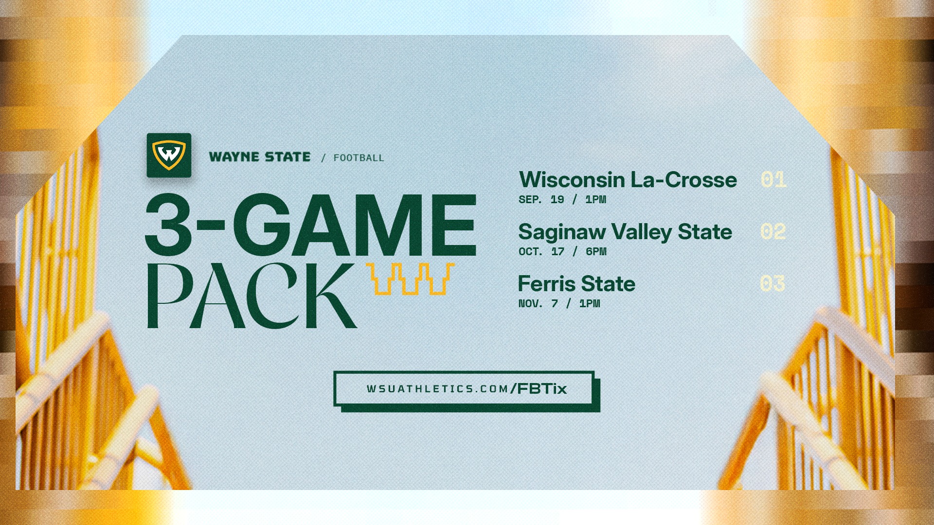 2026 Football 3-game flex pack ticket graphic