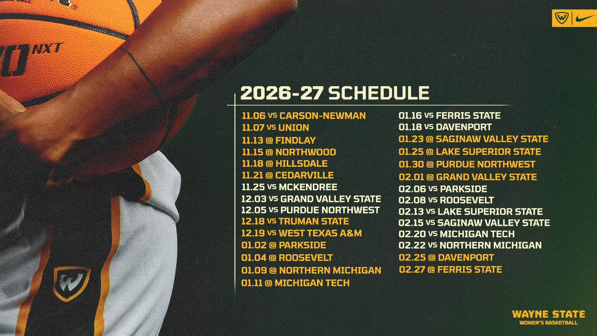 Women's Basketball 2026-27 Schedule 