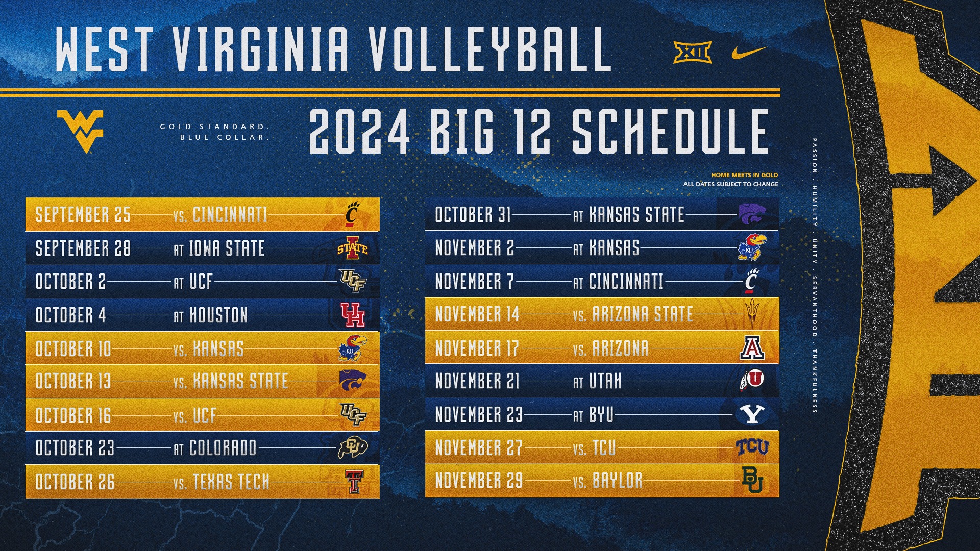 2024 Volleyball Schedule West Virginia University Athletics