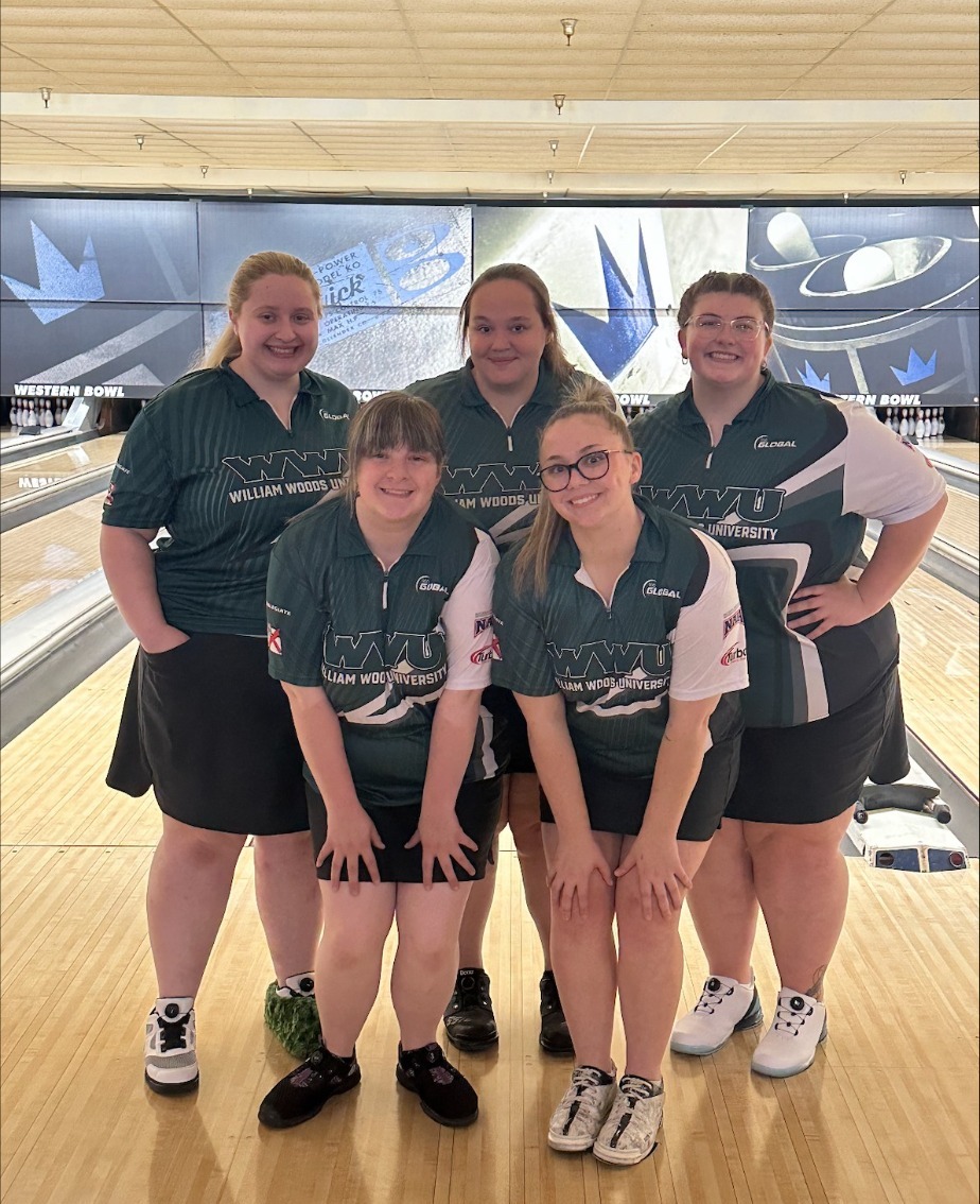 William Woods women's bowling team poses for a photo at the Western Open.