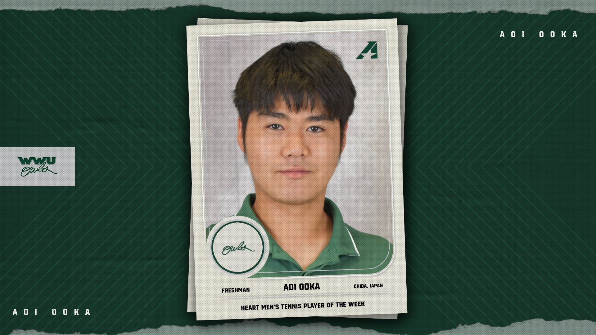 William Woods's Aoi Ooka was named Heart Men's Tennis Player of the Week.