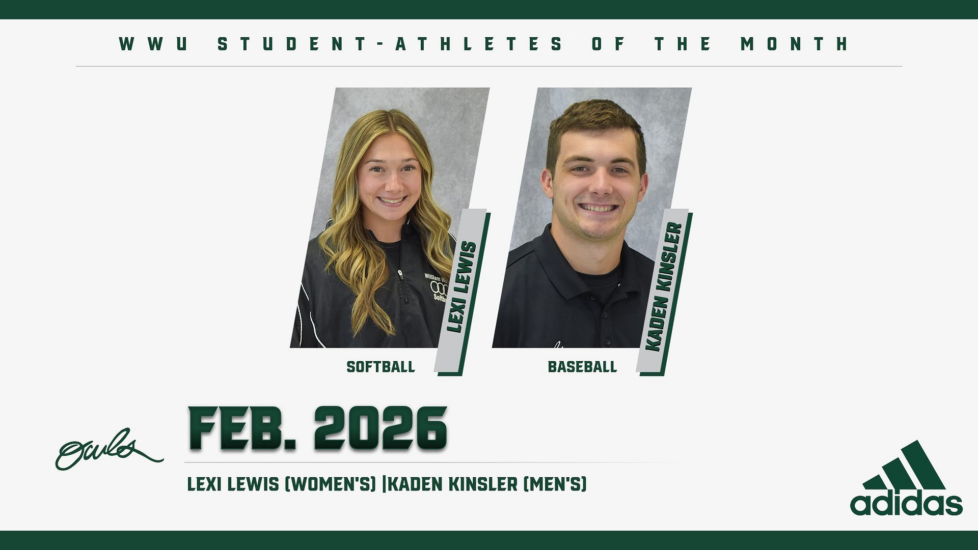Diamond Sports Sweep Student-Athlete of the Month Honors (Lewis, Kinsler Named Student-Athlete of the Month)