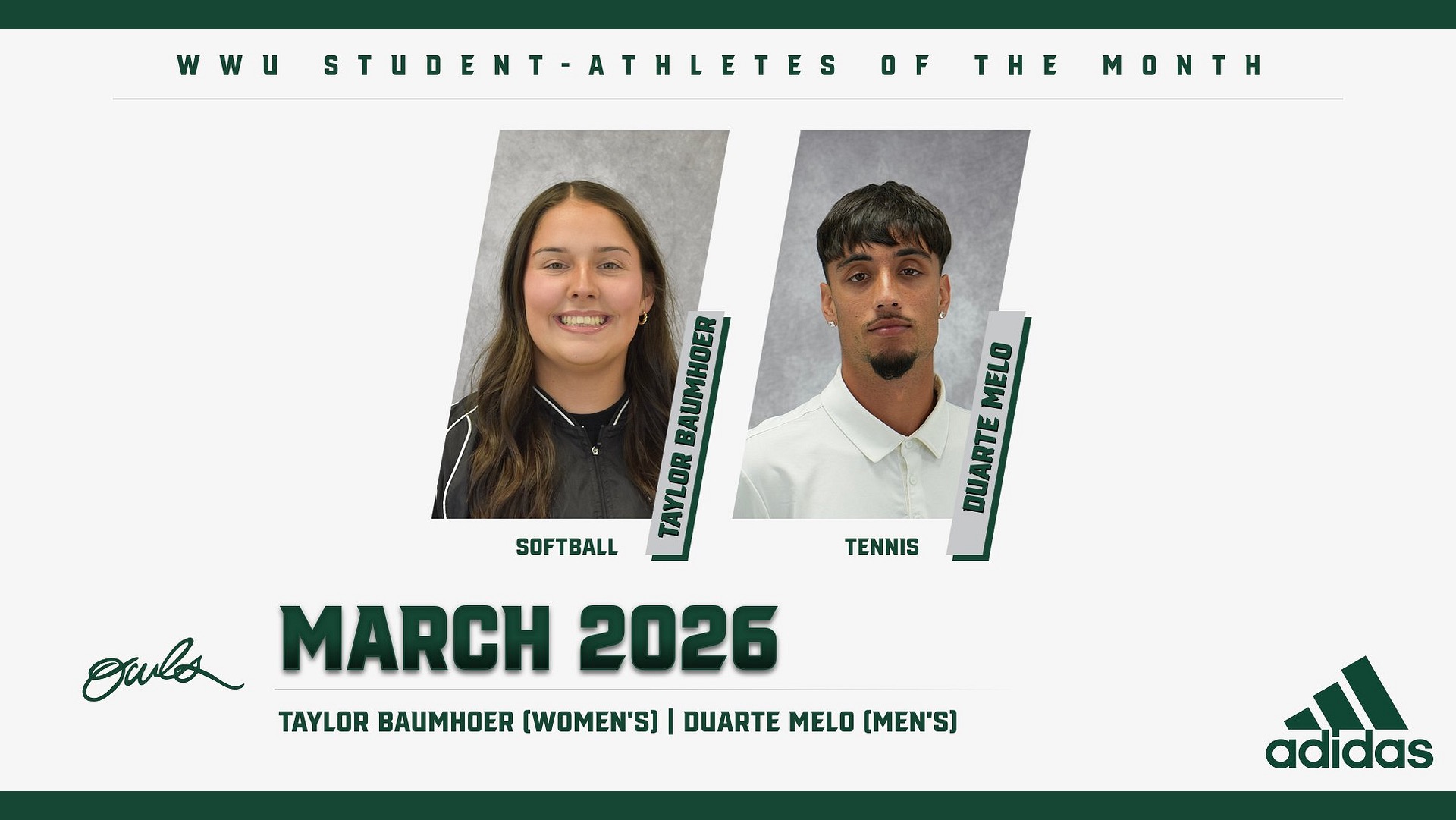 Baumhoer, Melo named WWU Student-Athlete of the Month