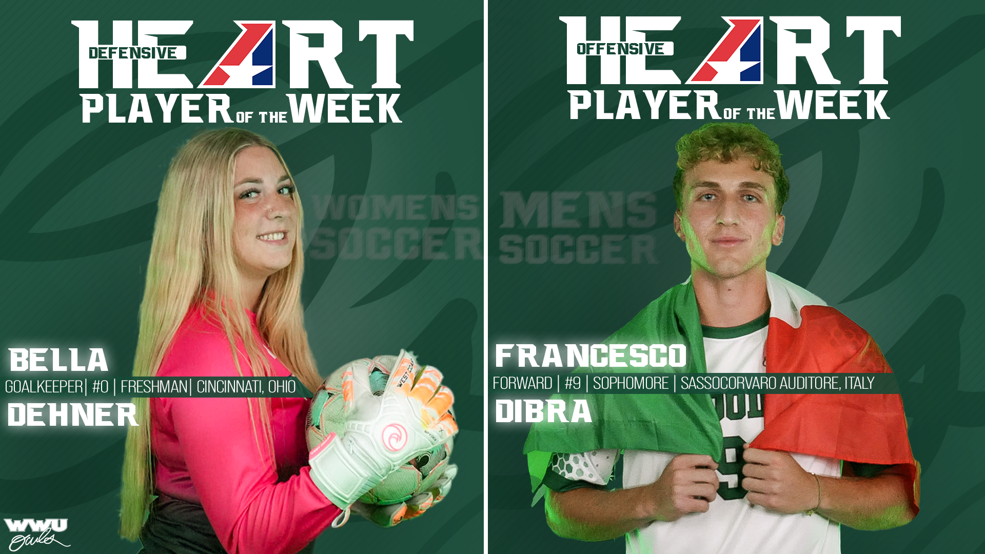 Pair of Owls Honored with Heart Player of the Week Award