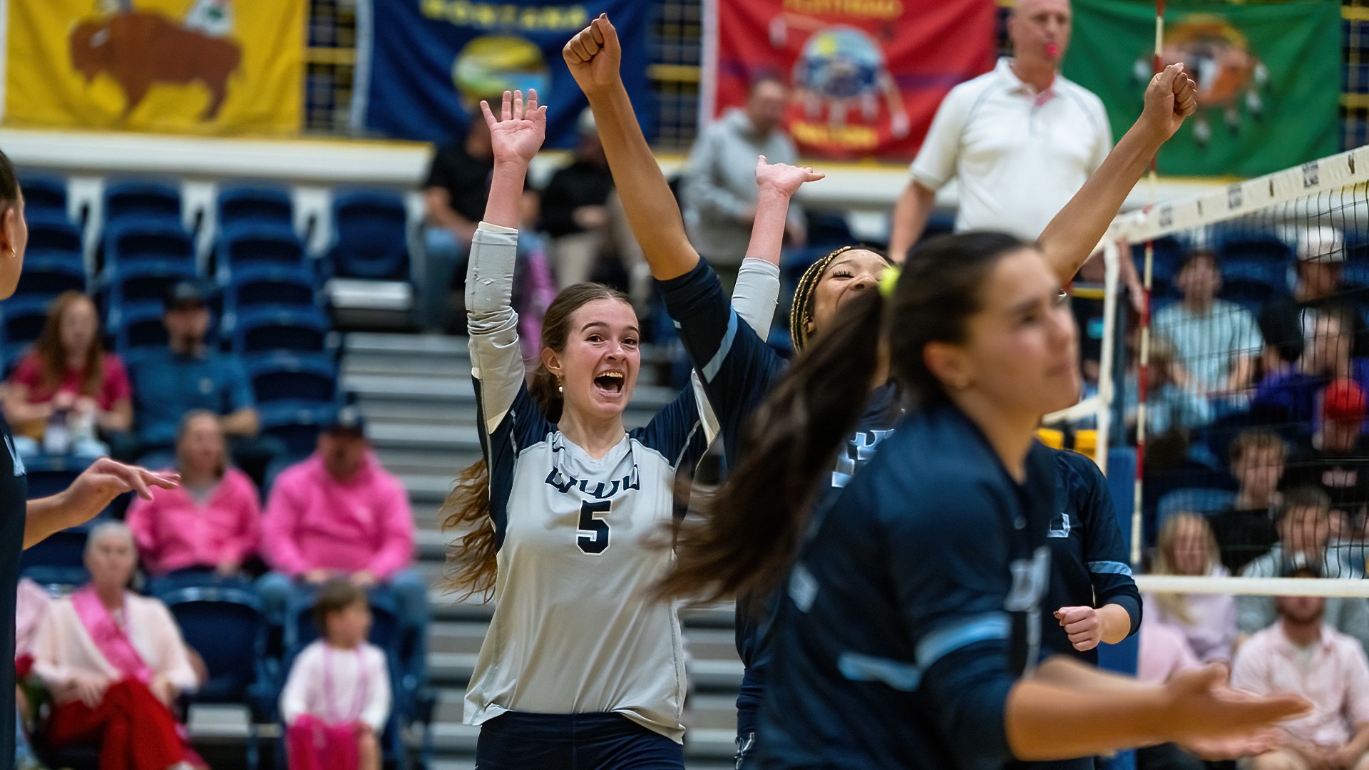 Volleyball recap at MSUB - Celebration photo