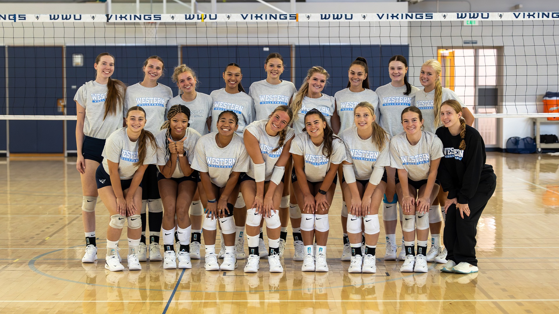 WWU Vikings volleyball team, all smiles and ready to play.