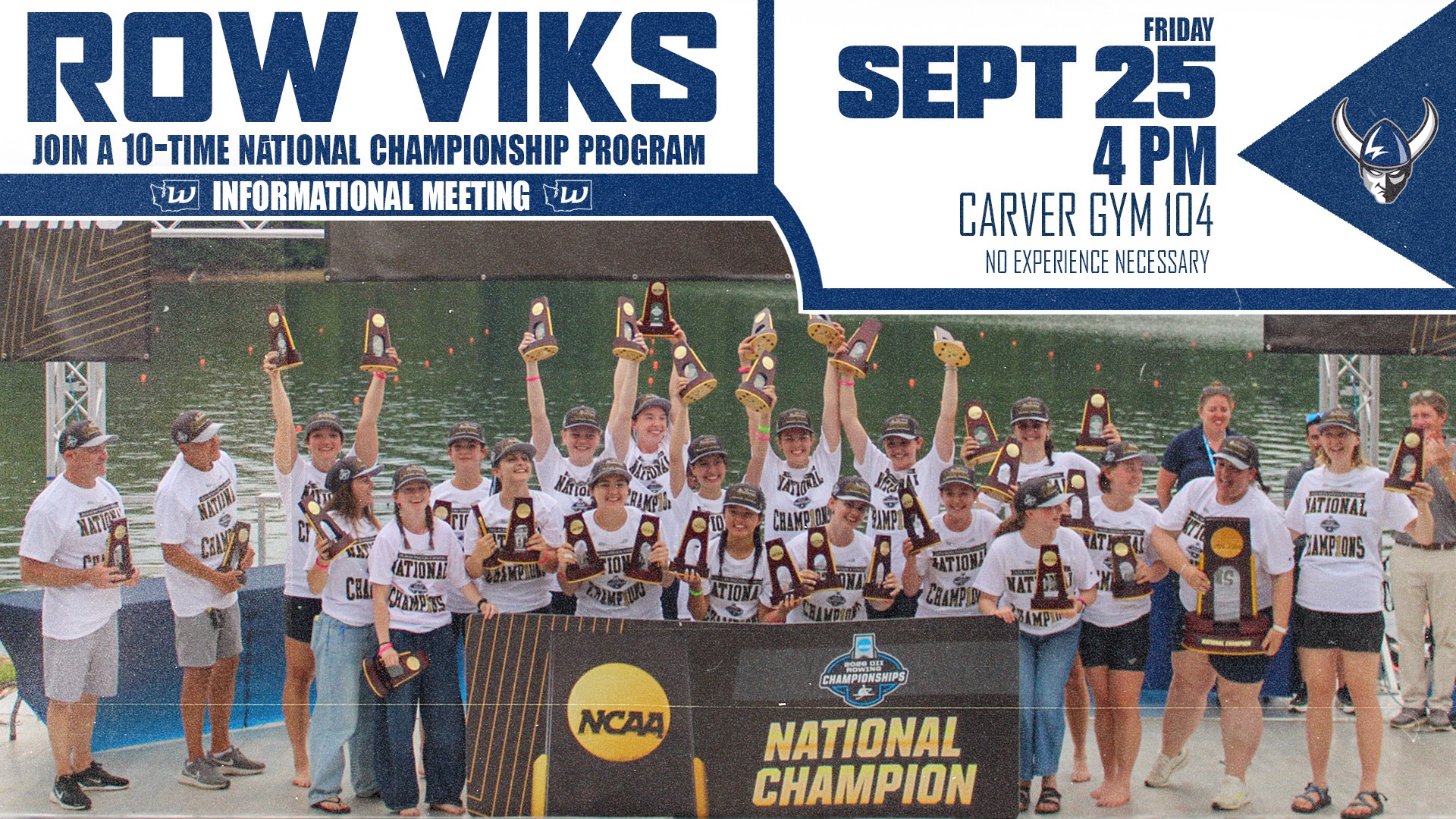 What: 2026-27 WWU Women's Rowing Tryout Informational Meeting When: Friday, September 25 at 4 p.m. Where: Carver 104 (CV104)