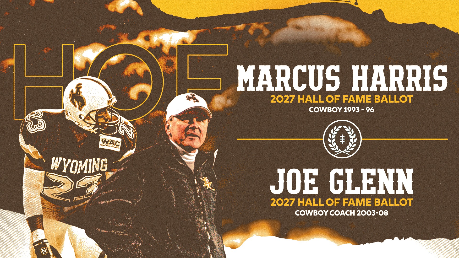 Wyoming’s Marcus Harris and Joe Glenn Named to 2027 College Football Hall of Fame Ballot