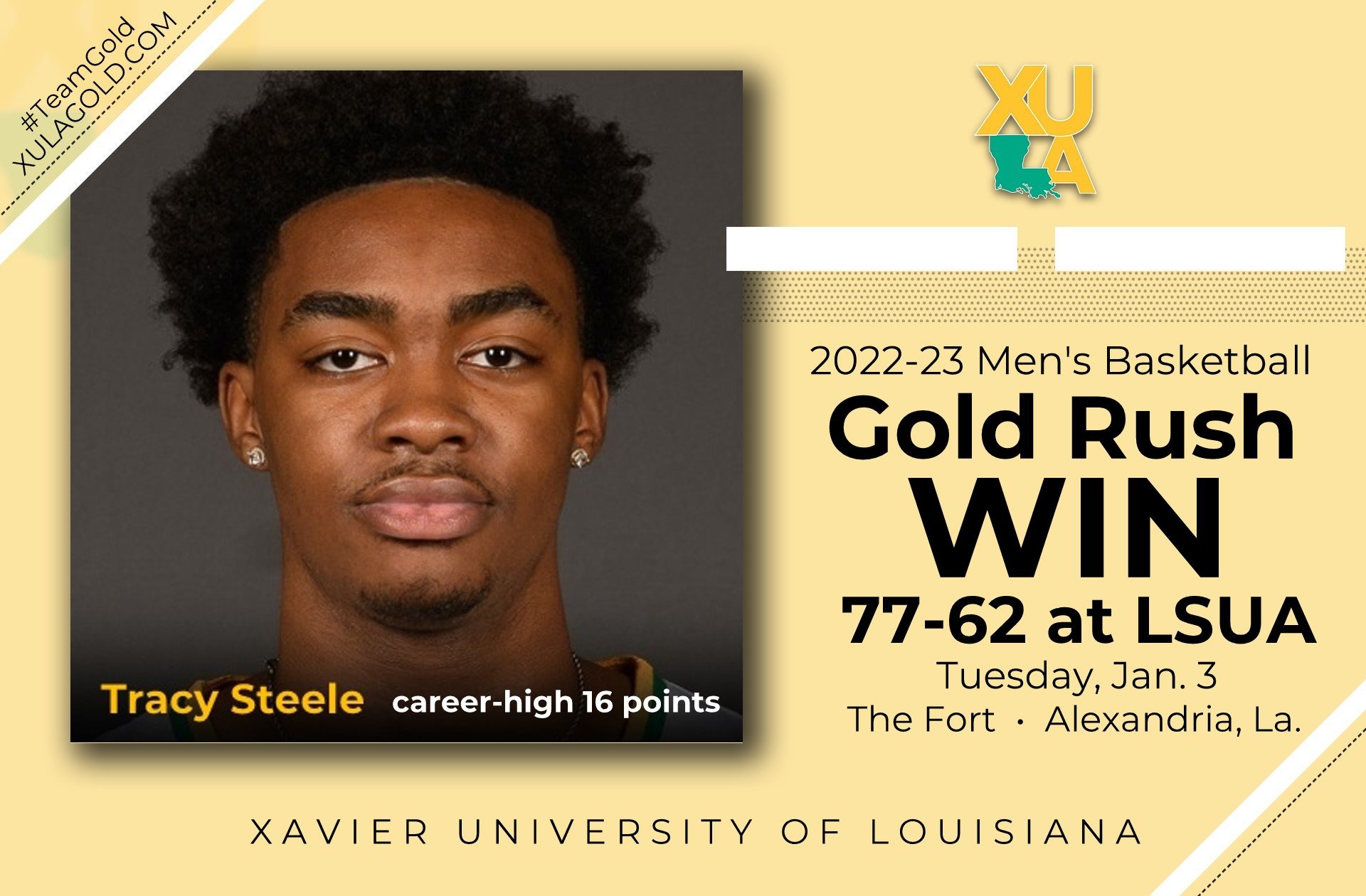 Gold Rush win at LSUA for first time Xavier University of Louisiana