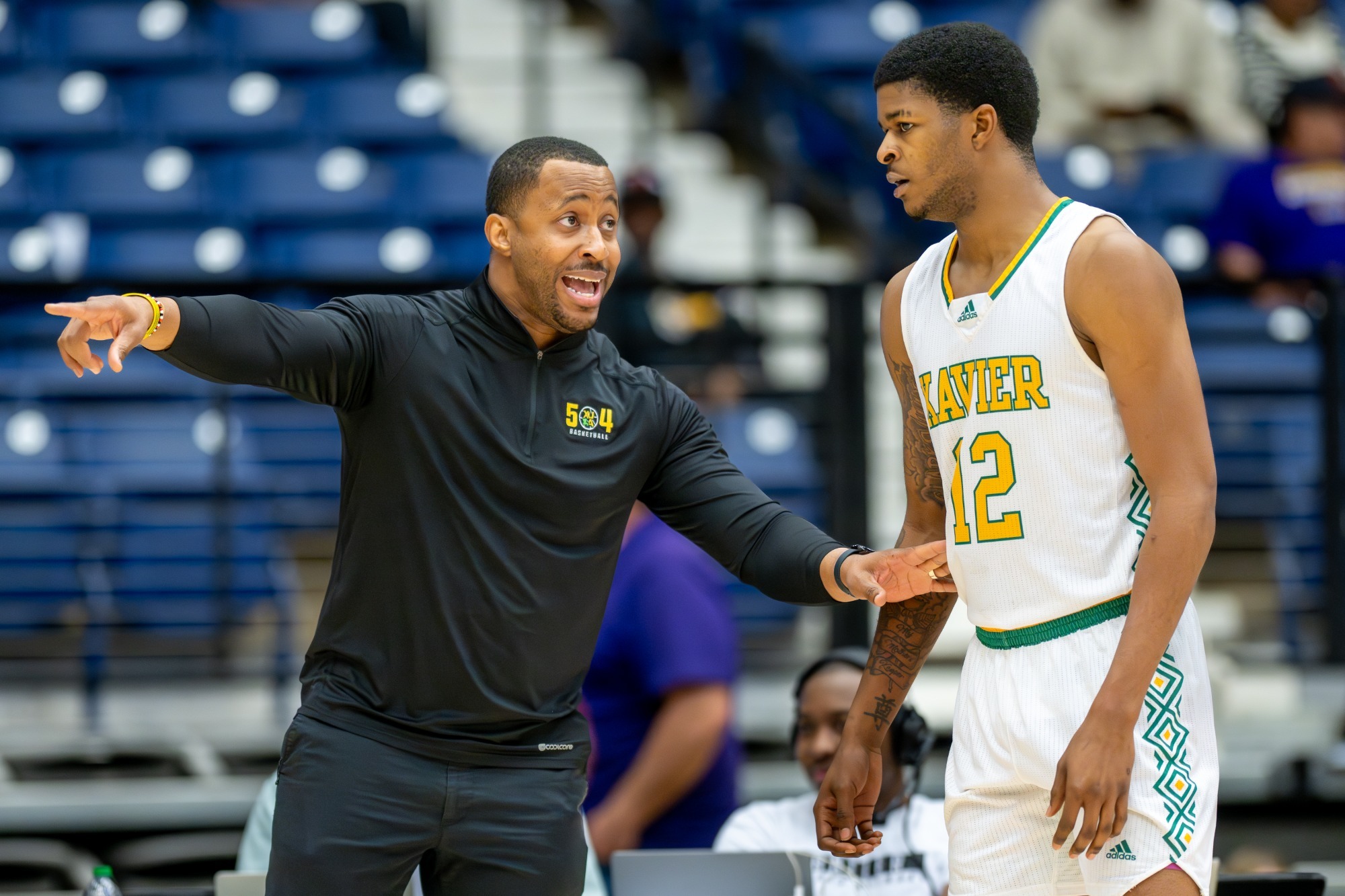 XULA men's basketball / head coach Alfred Williams, left, and J'Quan Ewing