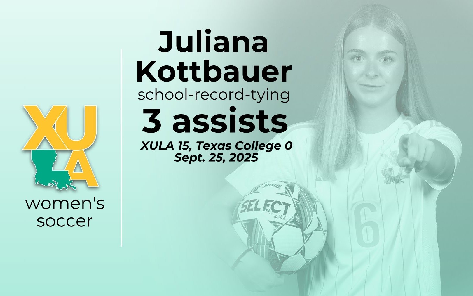 XULA women's soccer/Juliana Kottbauer