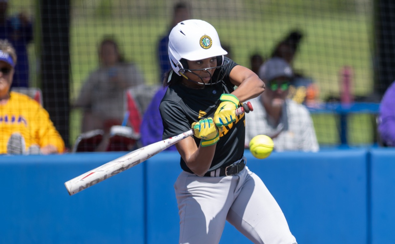 Jada Hughes batting versus LSU Alexandria 2026