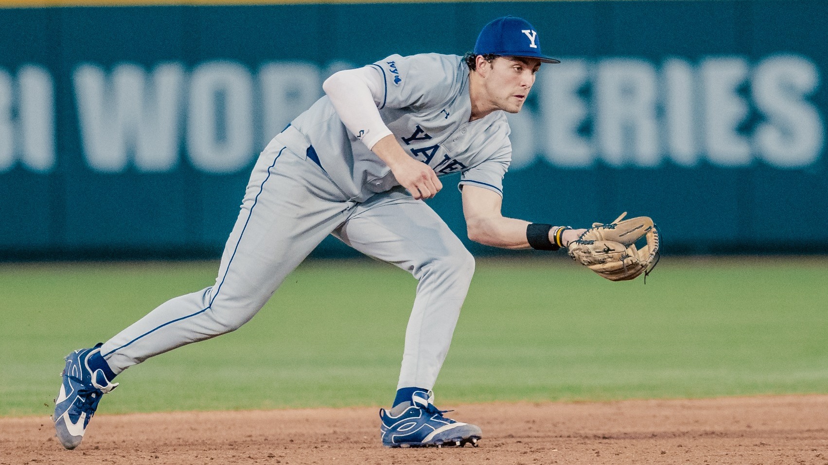 VERO BEACH, FL - FEBRUARY 21: Colin Sloan of Yale University fields ground ball during the 2026 Andre Dawson Classic game between Jackson State University and Yale University at Jackie Robinson Training Complex on Saturday, February 21, 2026 in Vero Beach, Florida. (Photo by Jared Blais/MLB Photos via Getty Images)