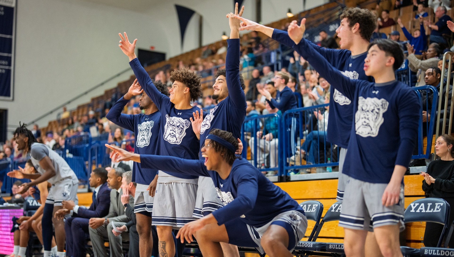 Men's Basketball Bench Celebration vs. Brown 2.6.26