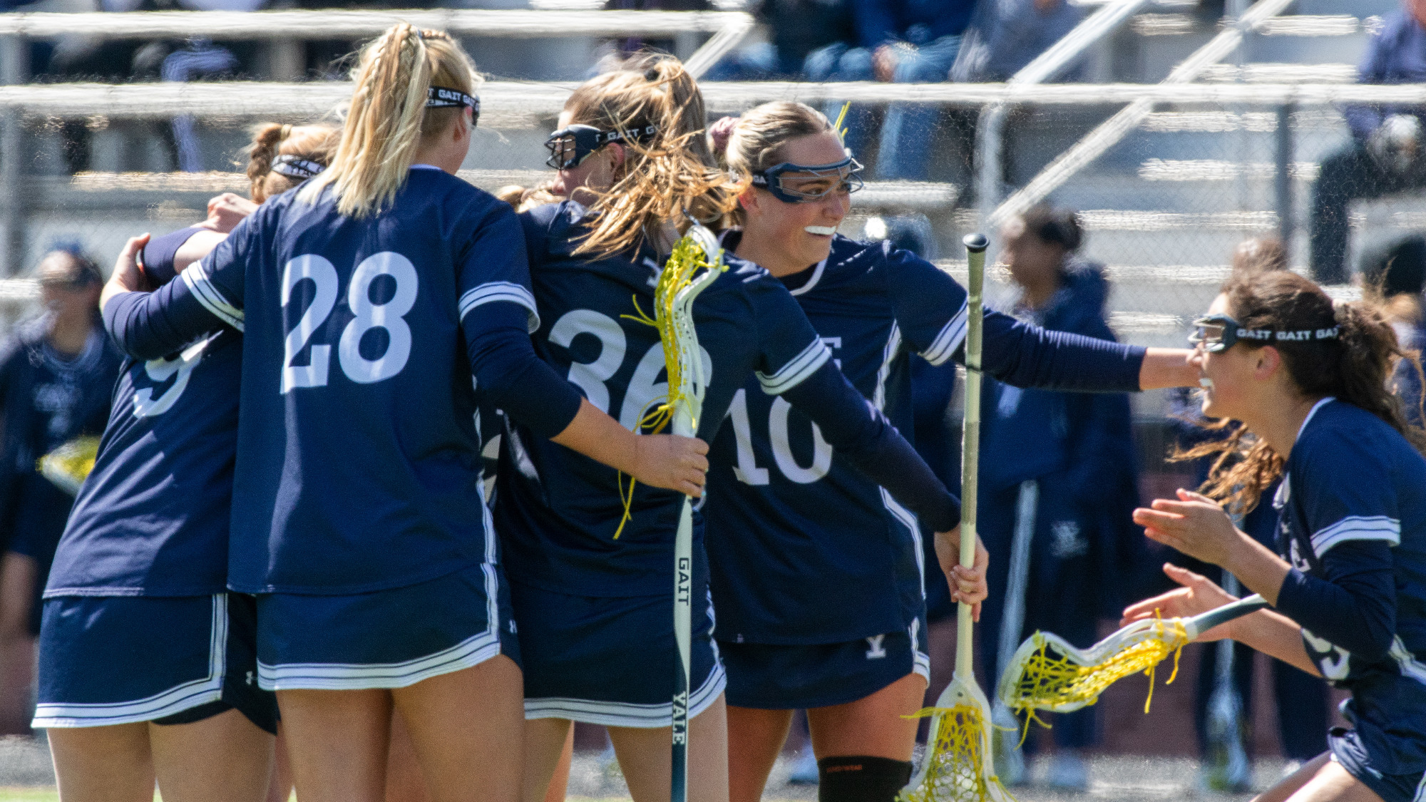 Yale celebrates a goal.
