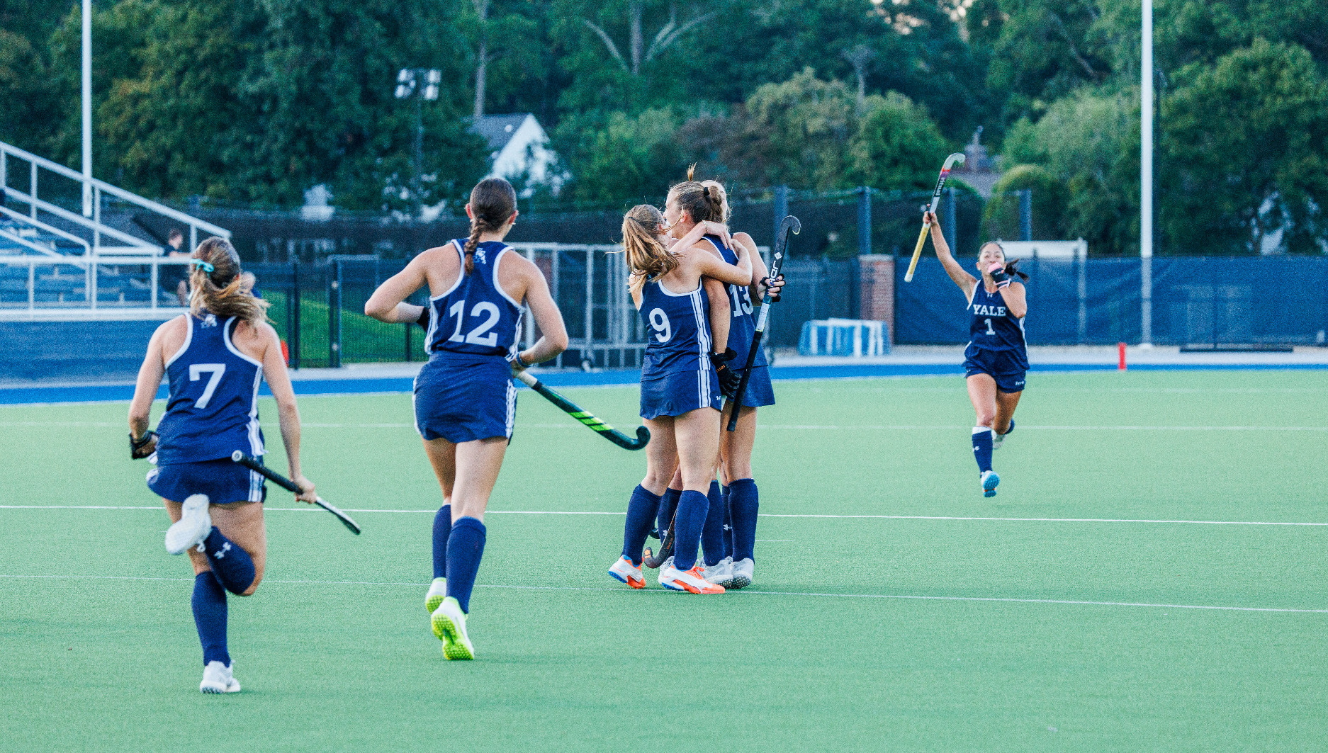 Yale celebrates a goal.