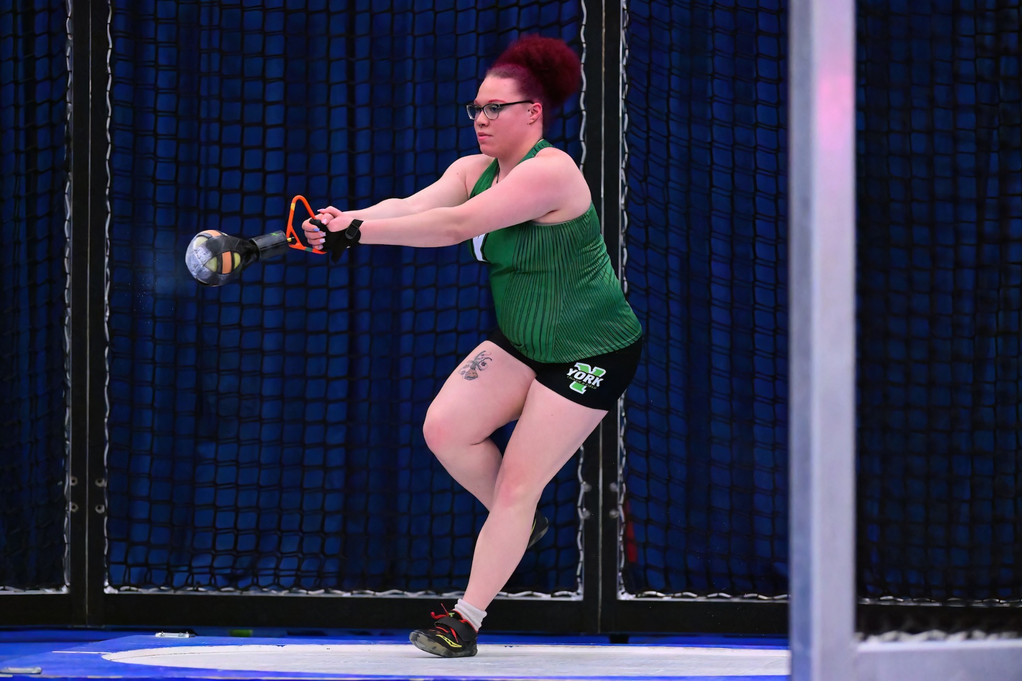 Female throwing hammer in track and field