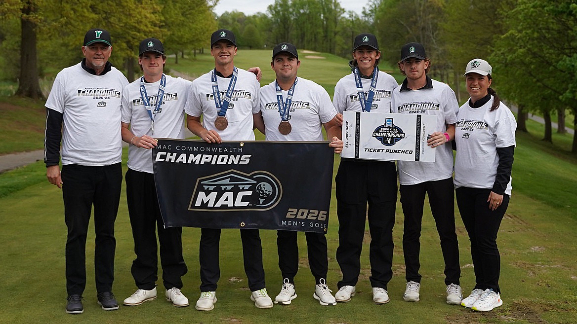 York men's golf team poses for team championship photo
