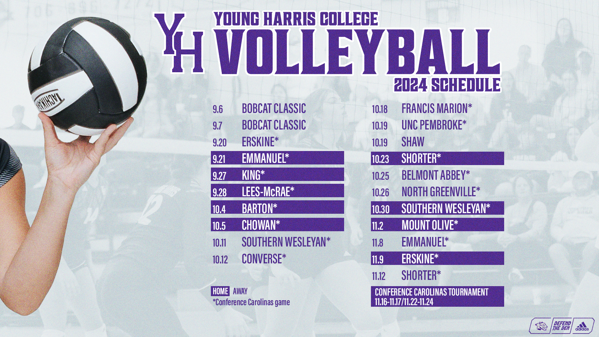 YHC Volleyball Schedule Graphic 2024
