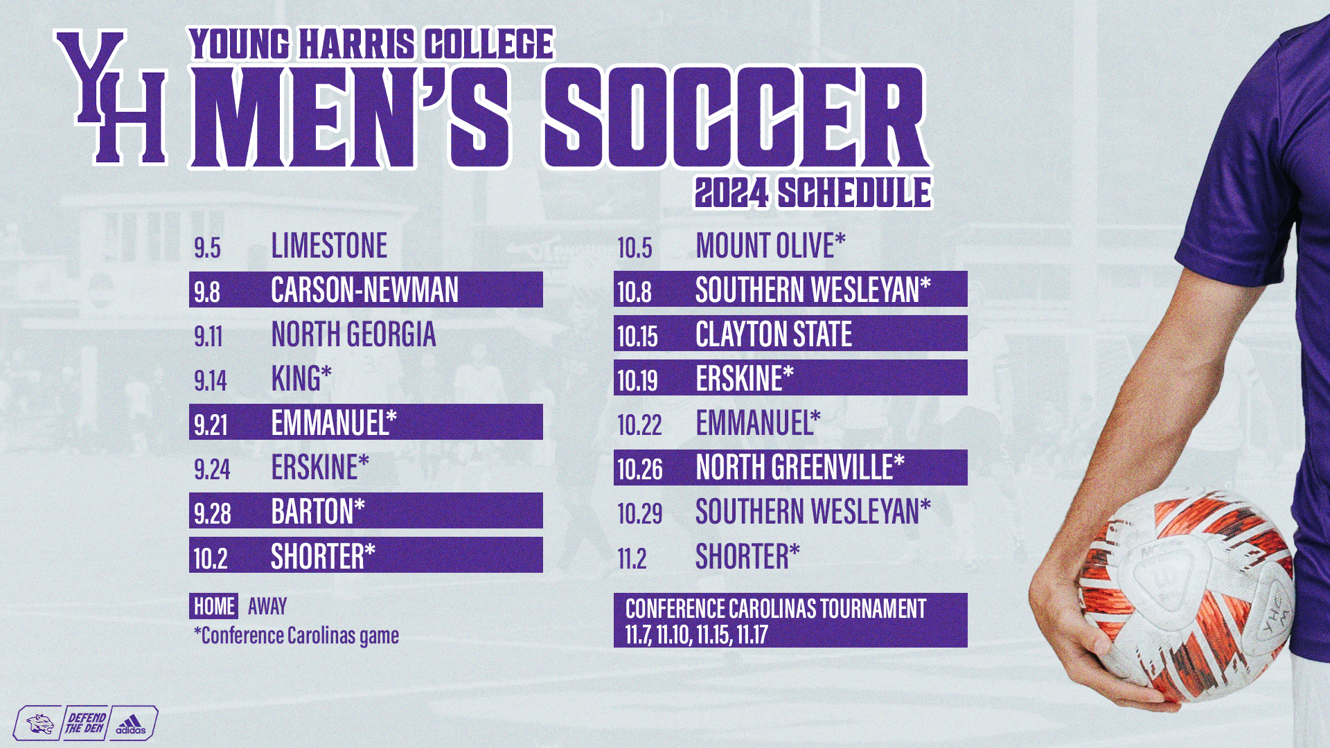 YHC 2024 Men's Soccer Schedule Graphic