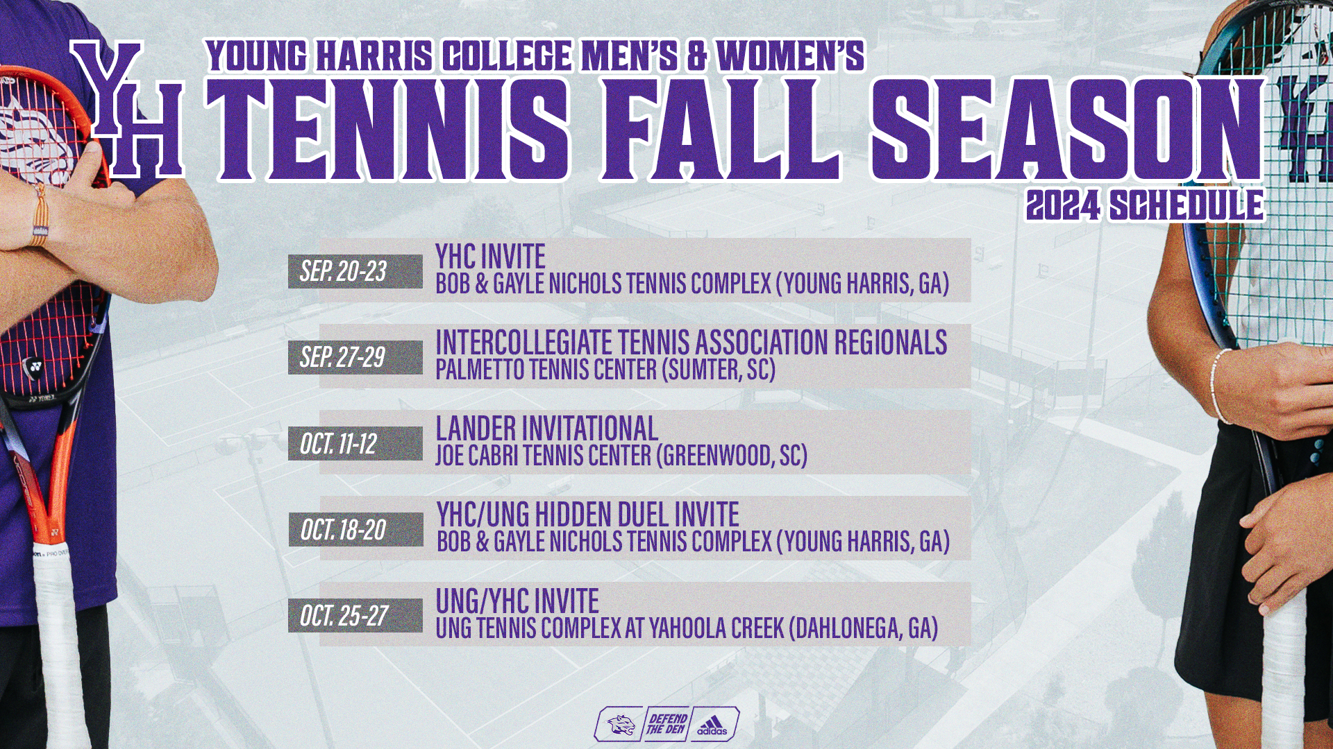 YHC Tennis 2024 Fall Schedule Graphic