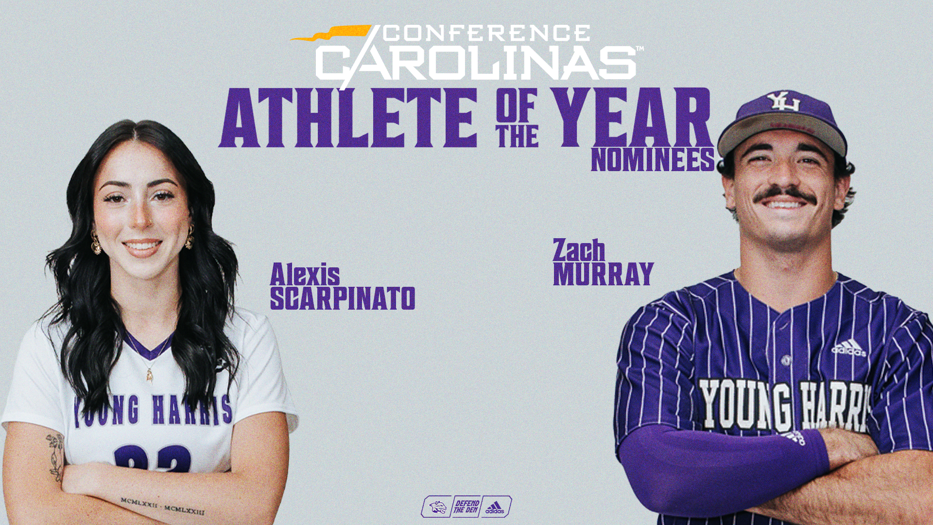 Scarpinato and Murray Earn Conference Athlete of the Year Nominations Graphic