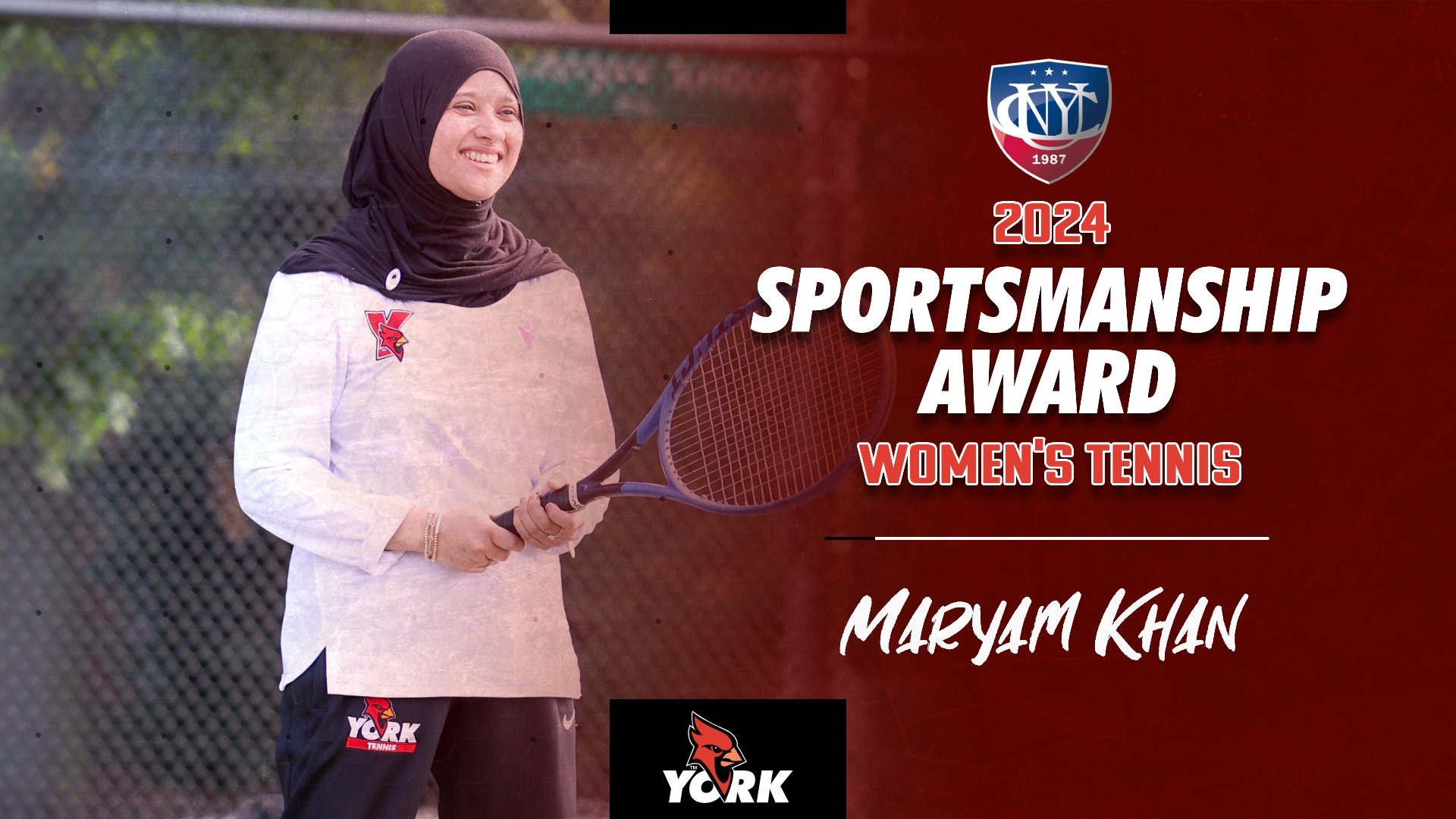2024 CUNYAC Women's Tennis Sportsmanship Award Maryam Khan