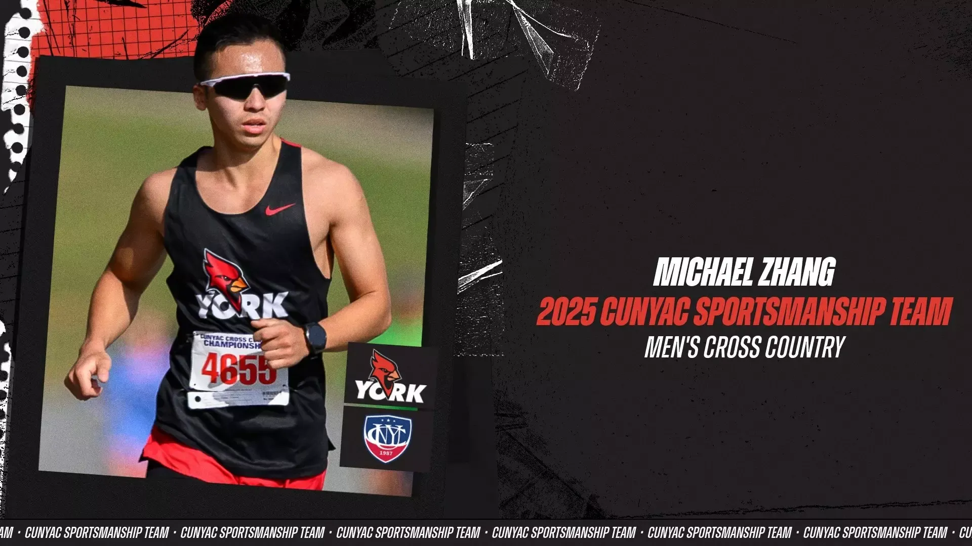 Michael Zhang named to the 2025 CUNYAC Men's Cross Country Sportsmanship Team